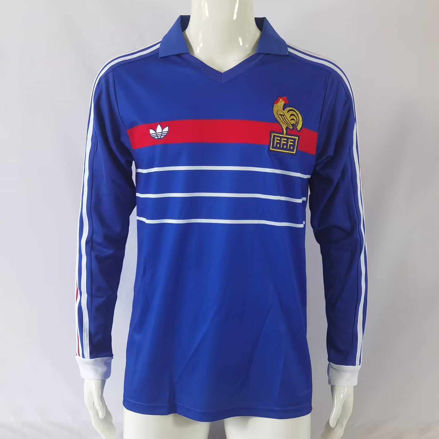 AlphaJersey-Retro France 1984 Home Stadium Long Sleeve Jersey