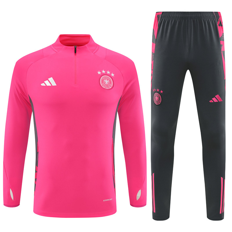 AlphaJersey-Germany 2024 Long Sleeve Training Set - Pink With Gray