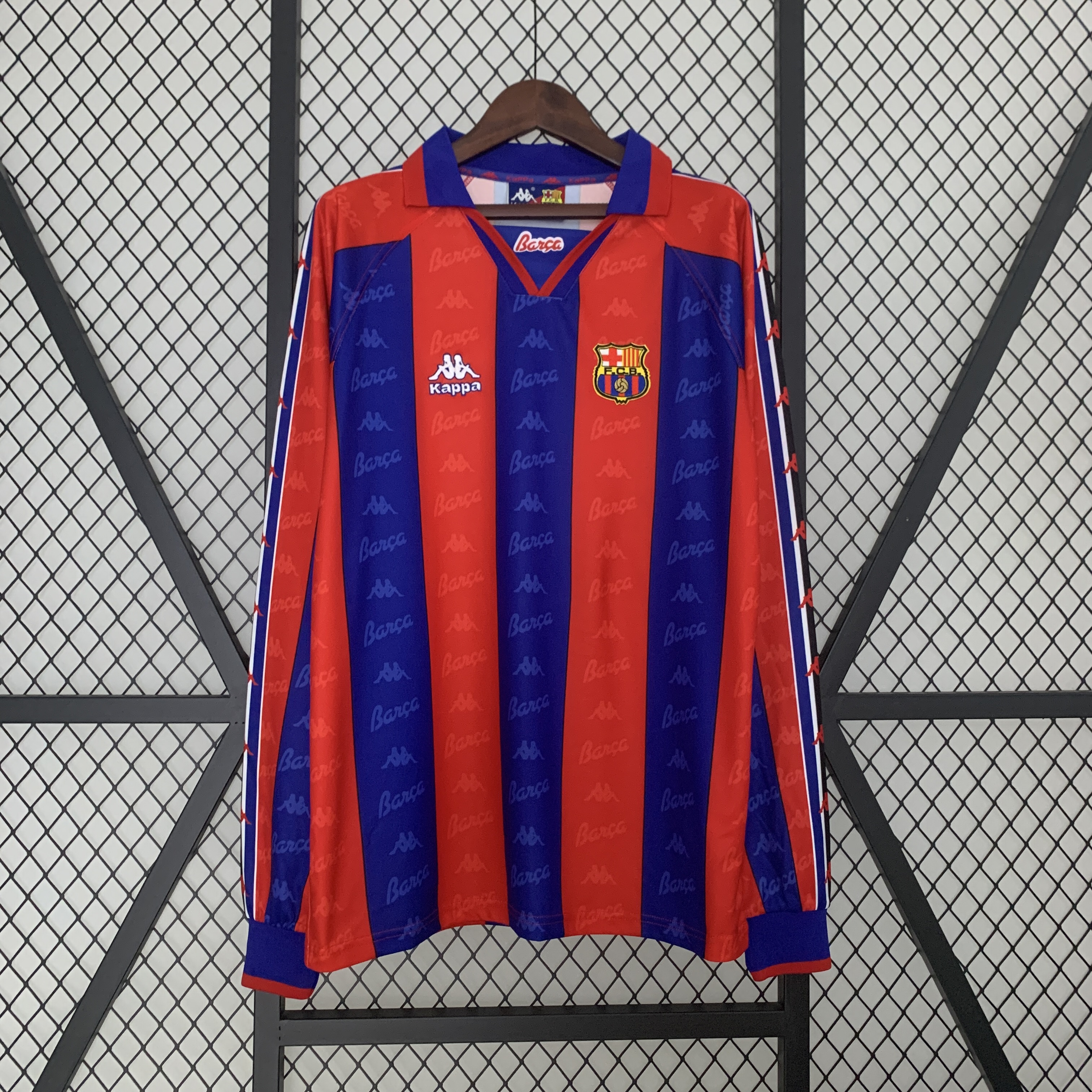 AlphaJersey-Retro Barcelona 96-97 Home Stadium Long Sleeve Jersey