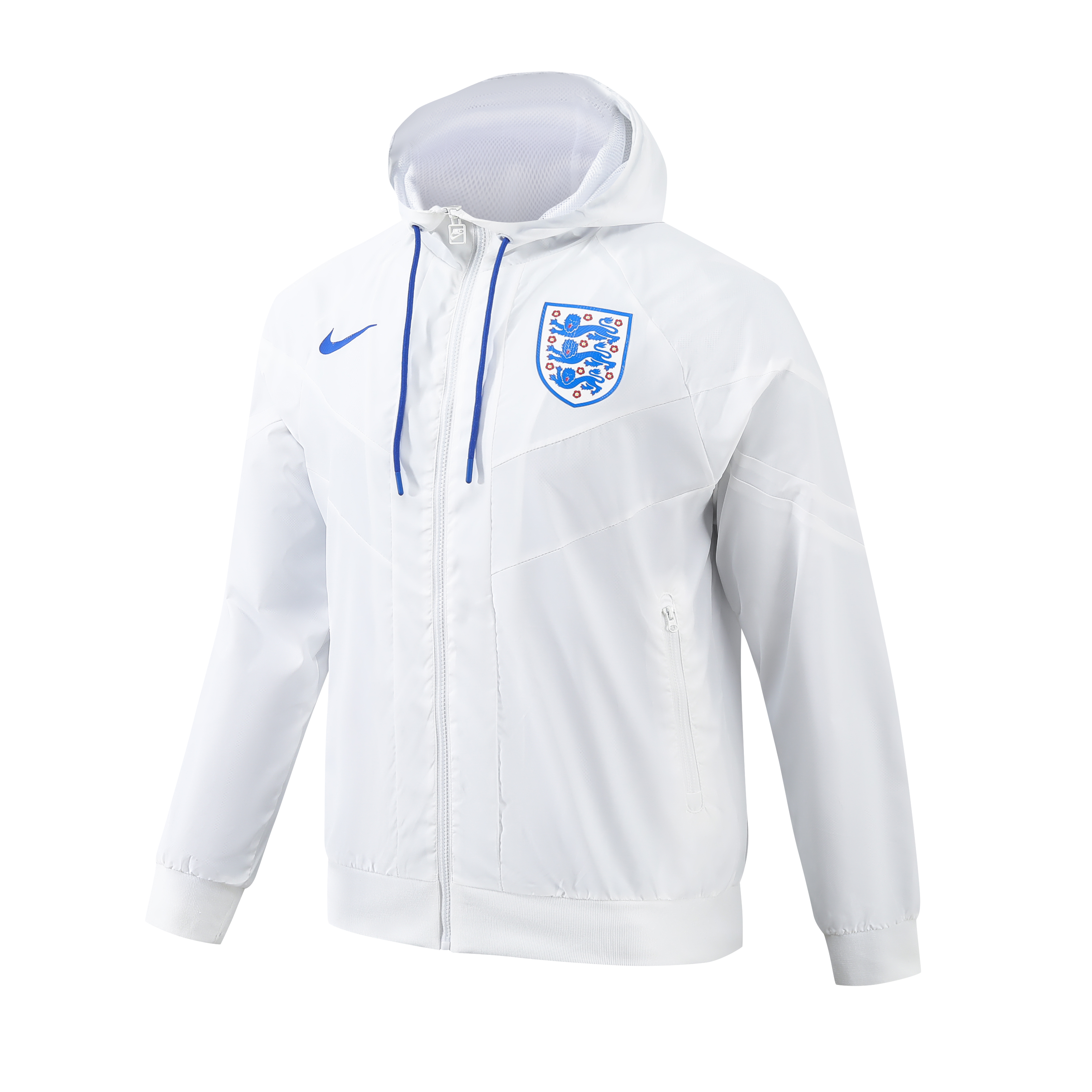 AlphaJersey-England 2024 National Team Anthem White Hooded Windbreaker - Player Version