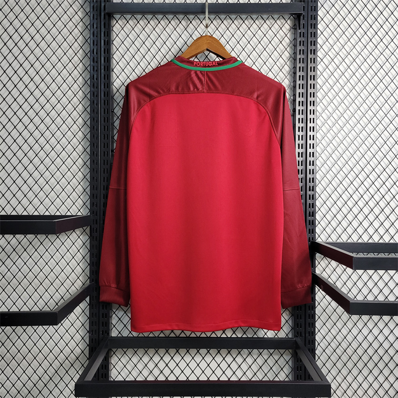 AlphaJersey-Retro Portugal 16-17 Home Stadium Long Sleeve Jersey