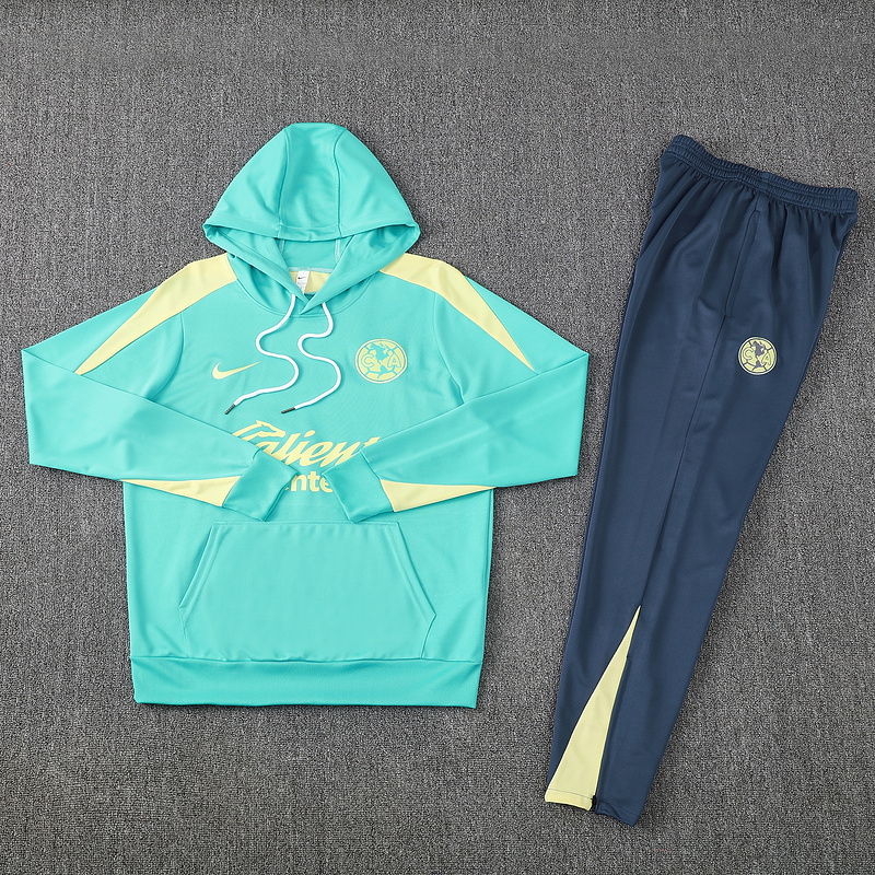 AlphaJersey-Club América 2025 Training Hoodie Set - Green Hoodie and Deep Blue Pants
