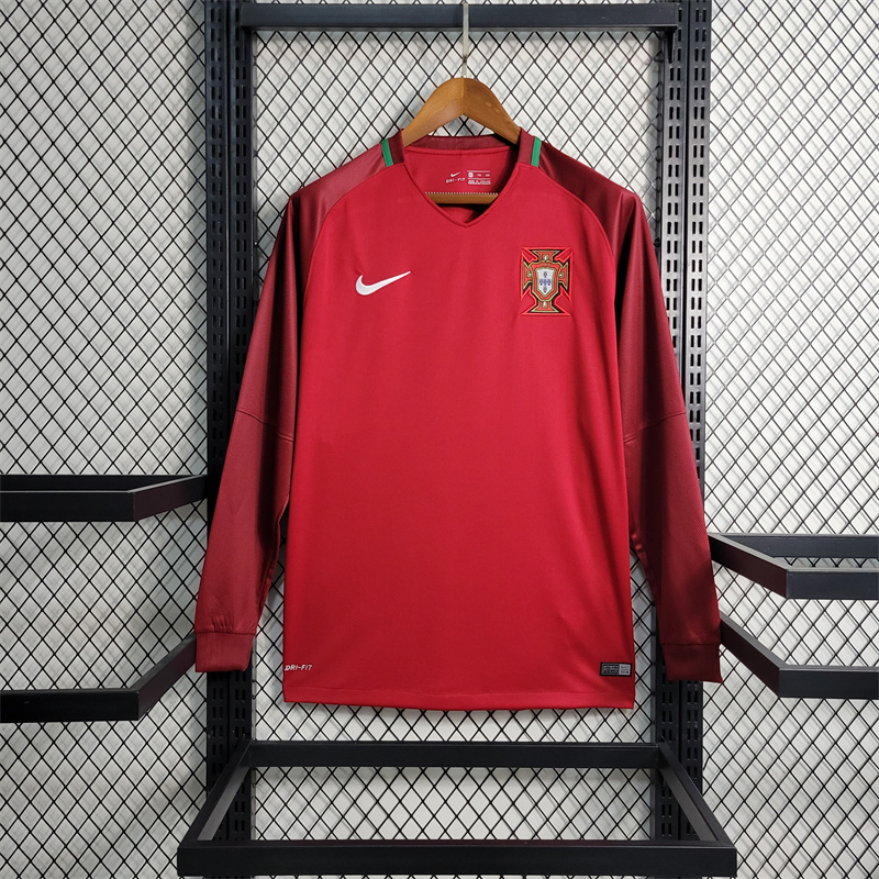 AlphaJersey-Retro Portugal 16-17 Home Stadium Long Sleeve Jersey