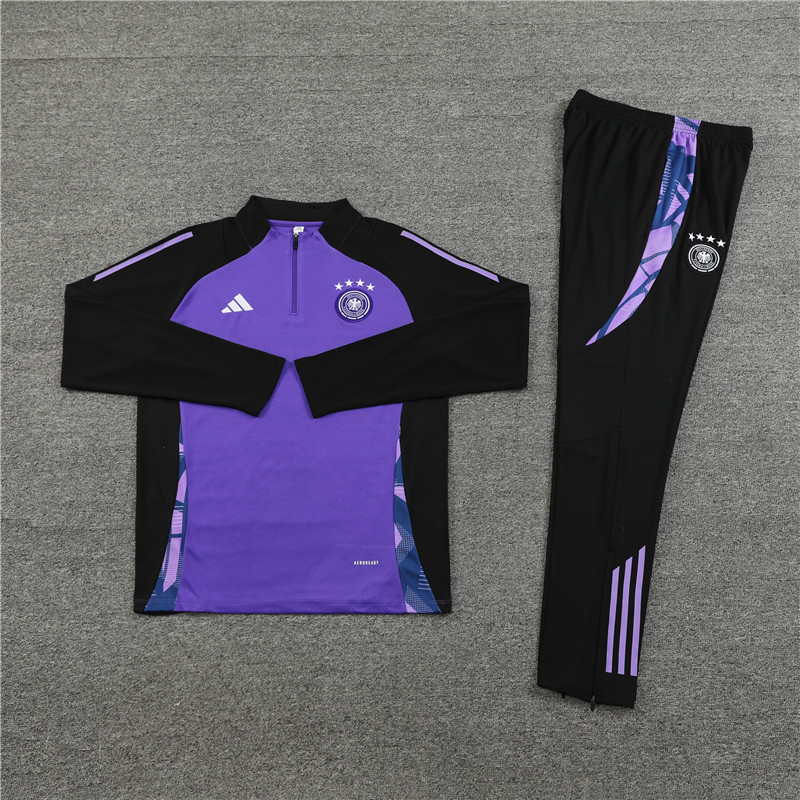 AlphaJersey-Germany 2024 Long Sleeve Training Set - Purple With Black