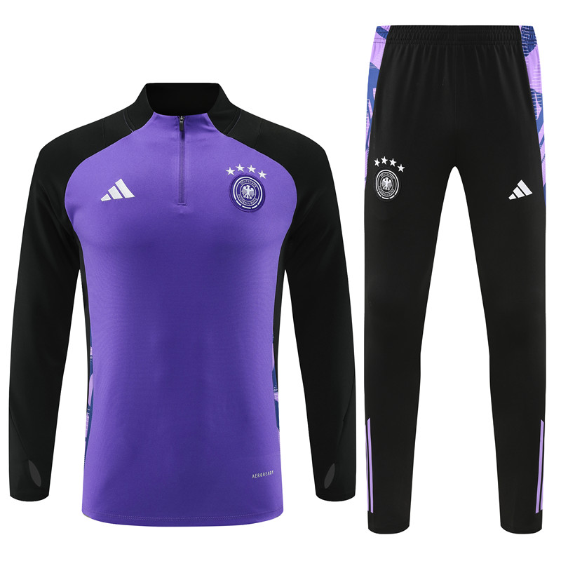 AlphaJersey-Germany 2024 Long Sleeve Training Set - Purple With Black