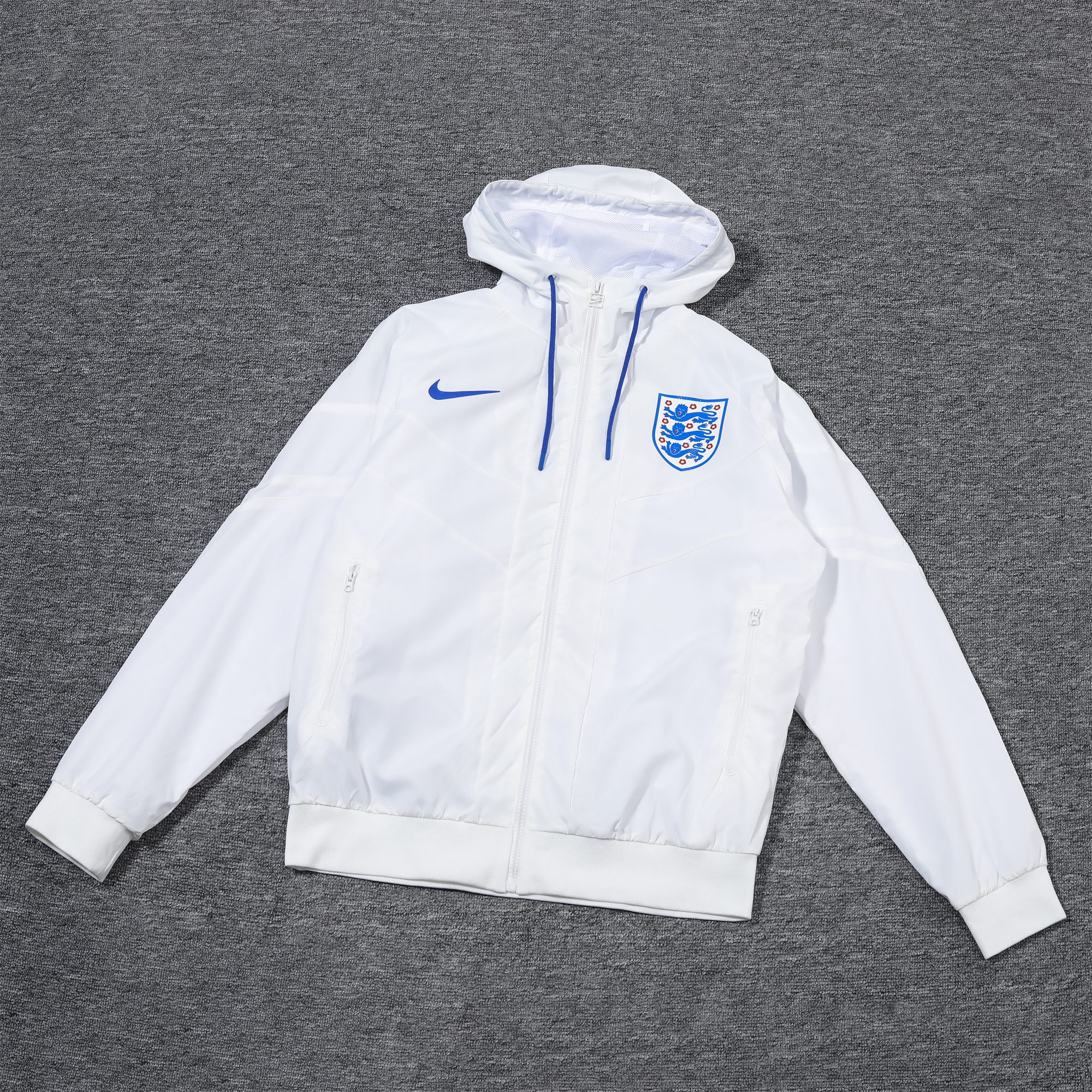 AlphaJersey-England 2024 National Team Anthem White Hooded Windbreaker - Player Version