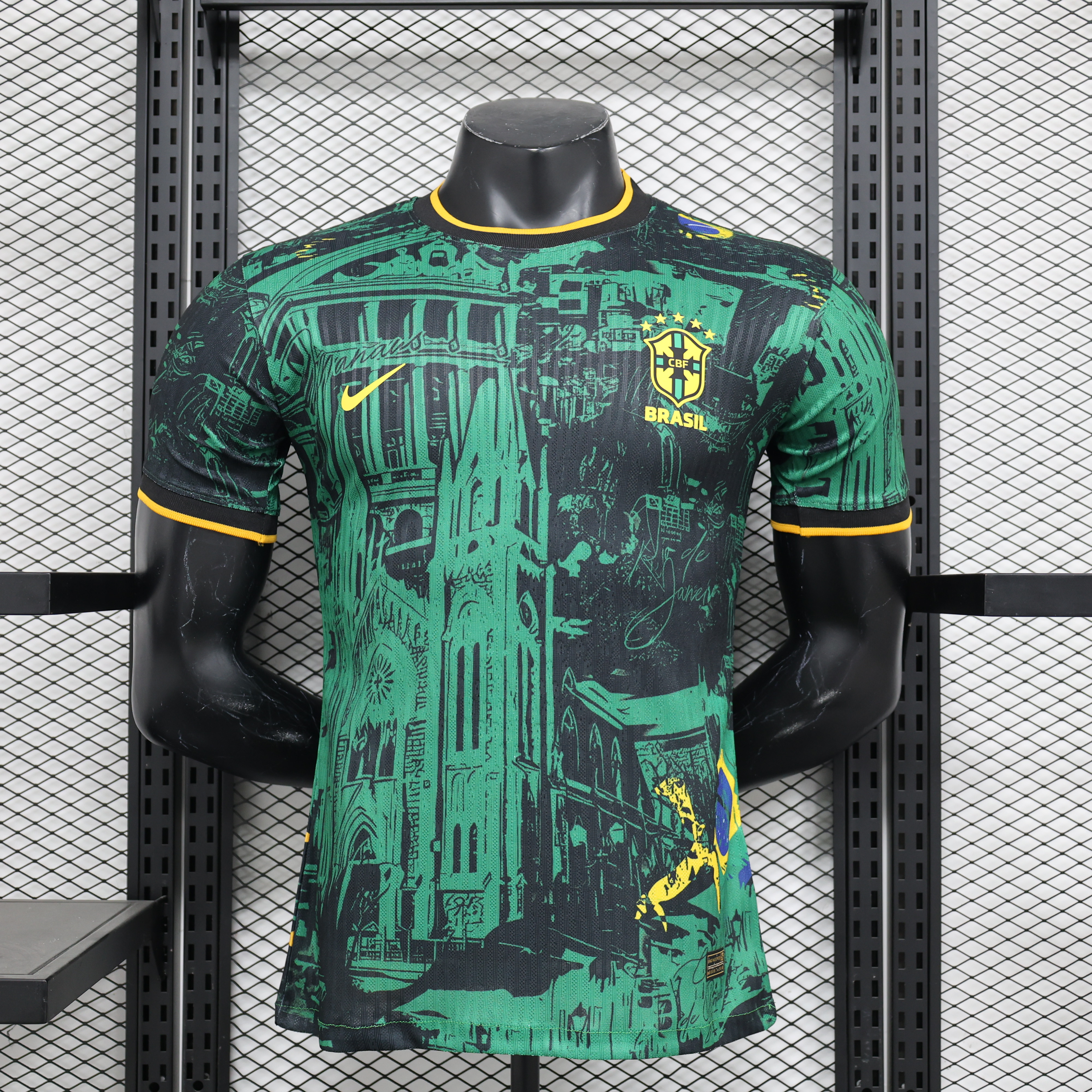 AlphaJersey-Brazil 2024 Black and Green Church Jersey - Player Version