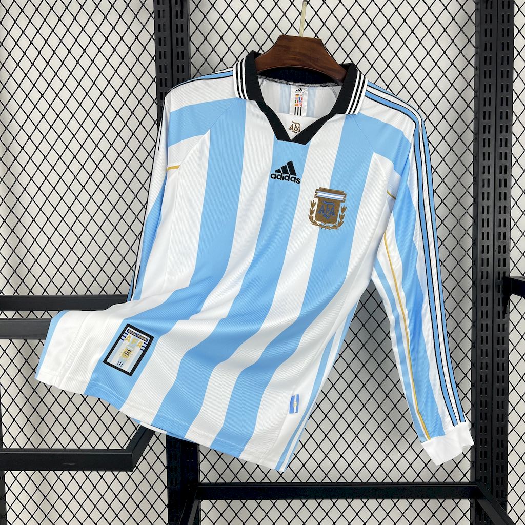 AlphaJersey-Retro Argentina 1998 Home Long Sleeves Jersey
