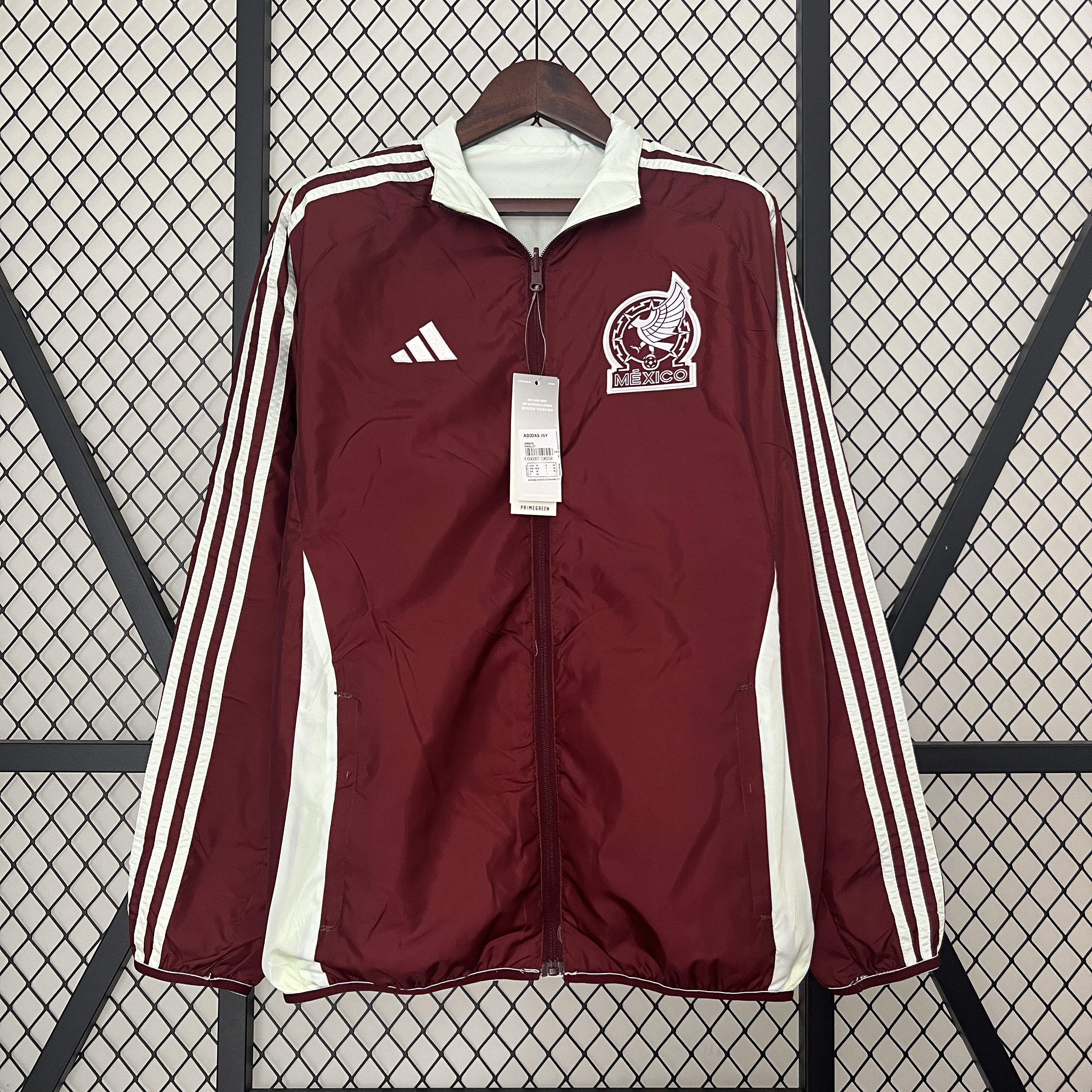 AlphaJersey-Mexico 2024 Double Sided Reversible Windbreaker - Red & Grey