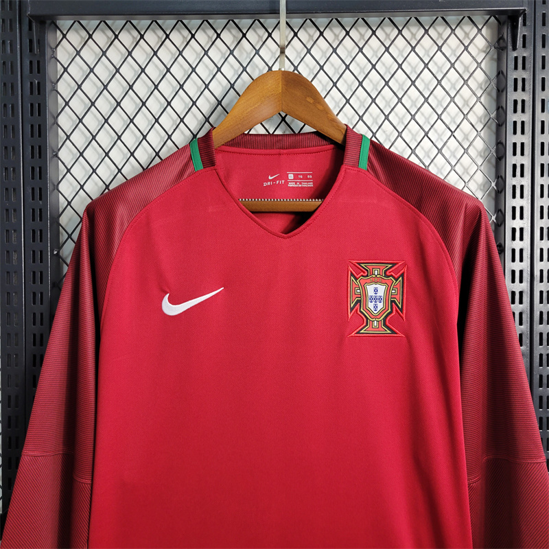 AlphaJersey-Retro Portugal 16-17 Home Stadium Long Sleeve Jersey