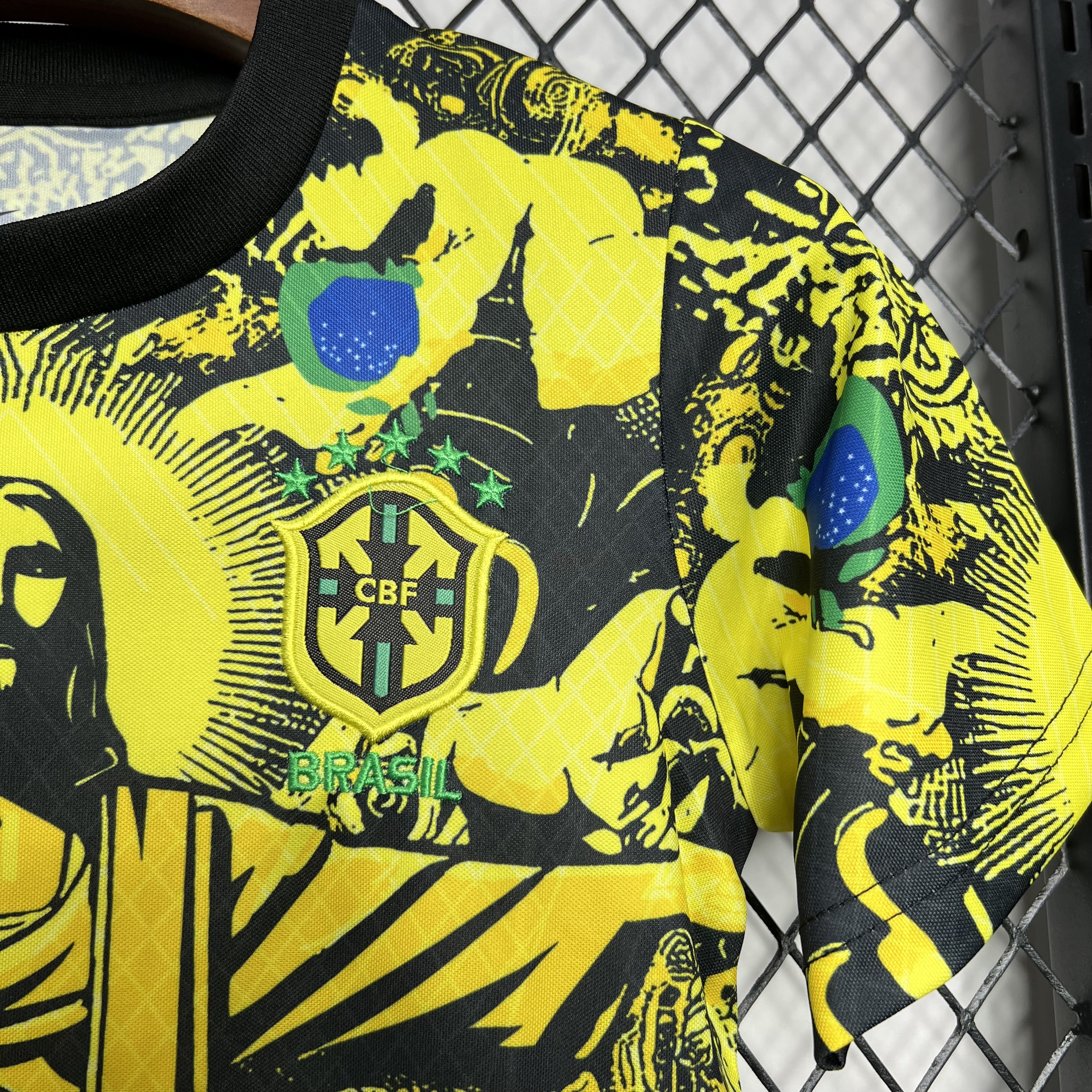 AlphaJersey-Brazil 2024 Christ the Redeemer Statue Kids Kit - Yellow