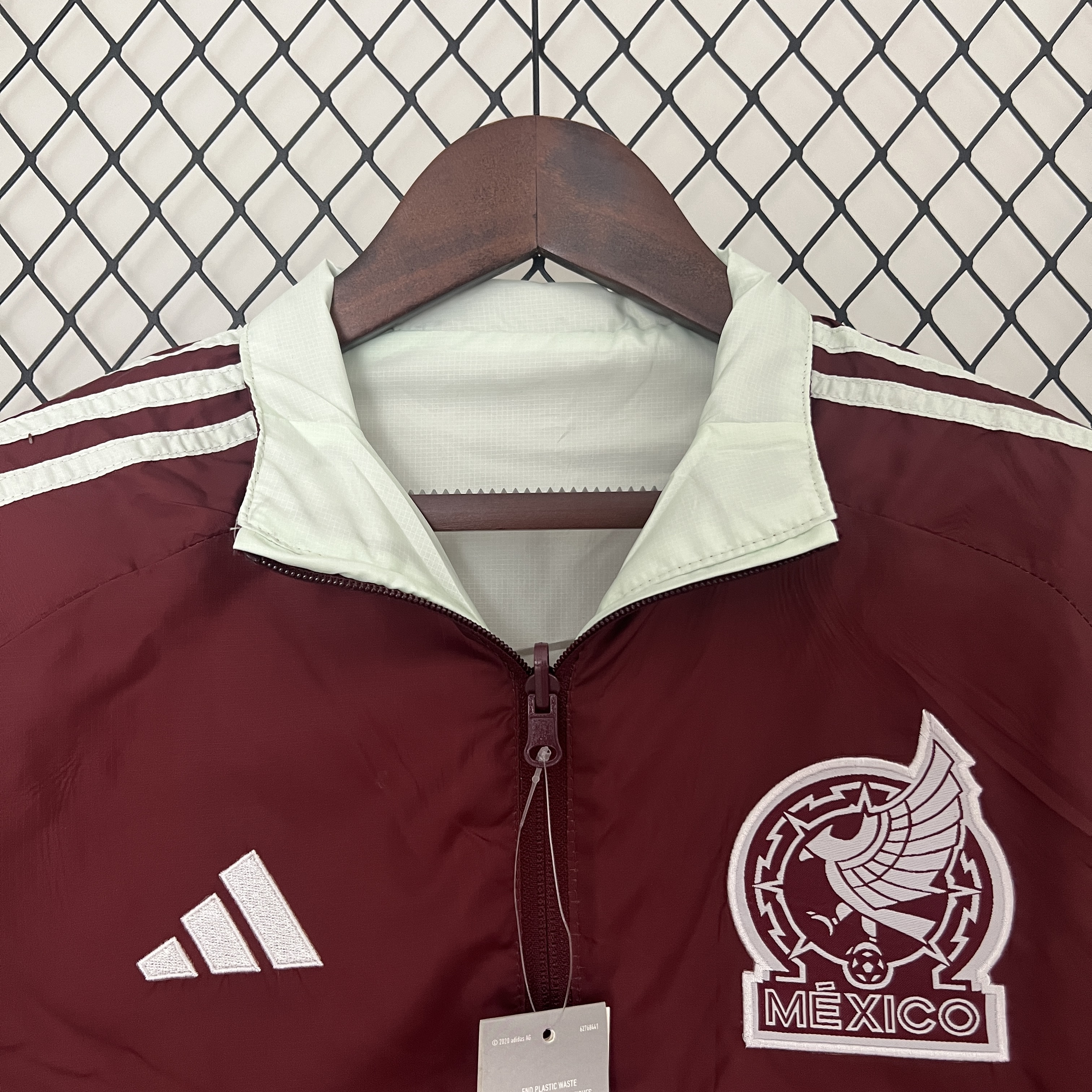 AlphaJersey-Mexico 2024 Double Sided Reversible Windbreaker - Red & Grey
