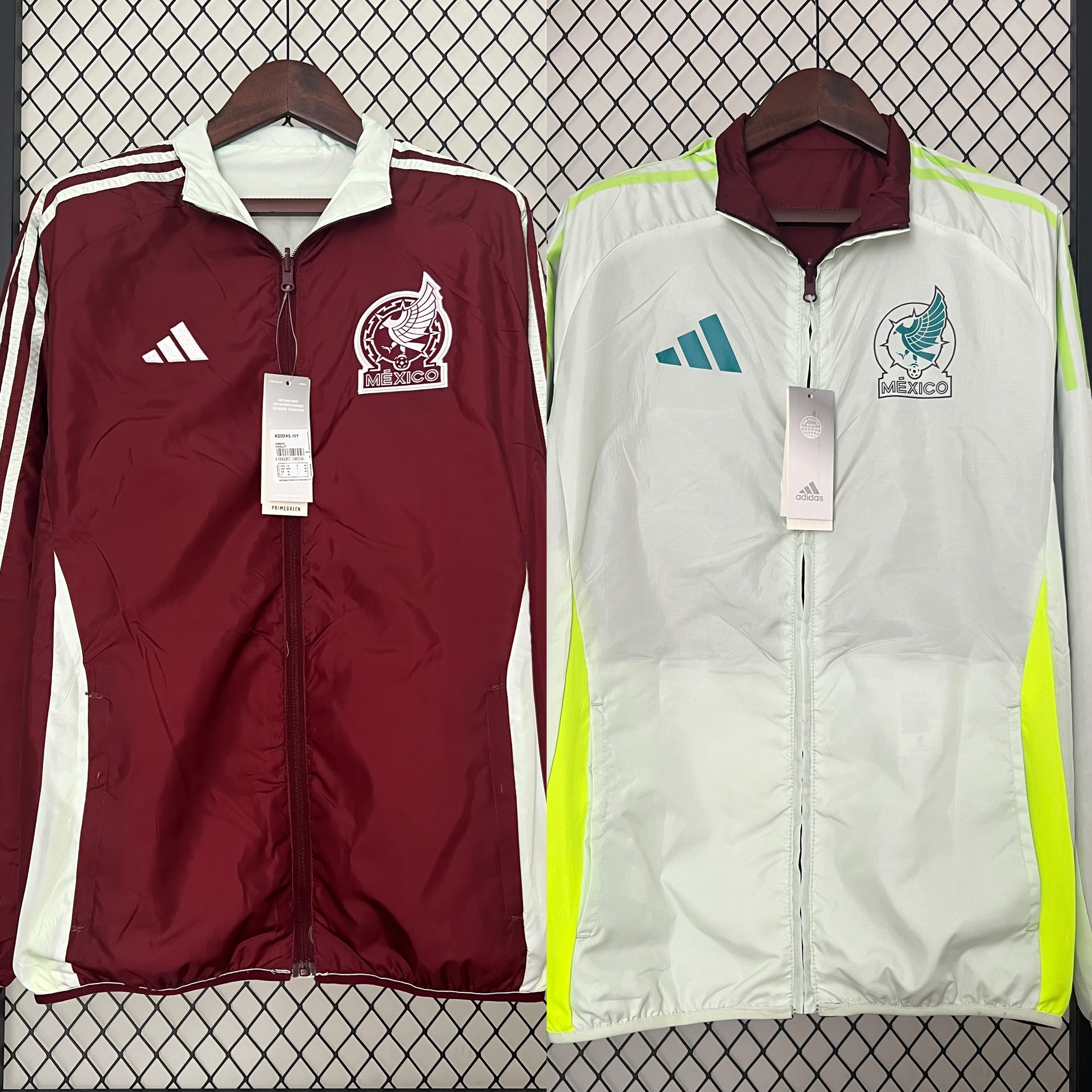 AlphaJersey-Mexico 2024 Double Sided Reversible Windbreaker - Red & Grey