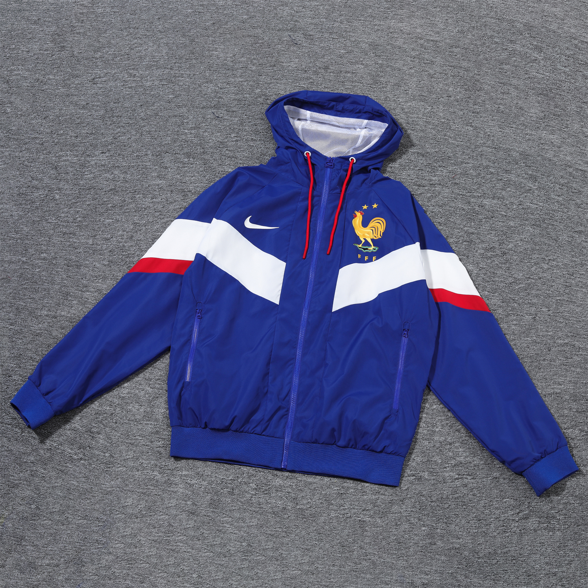 AlphaJersey-France 2024 National Team Anthem Blue Hooded Windbreaker - Player Version