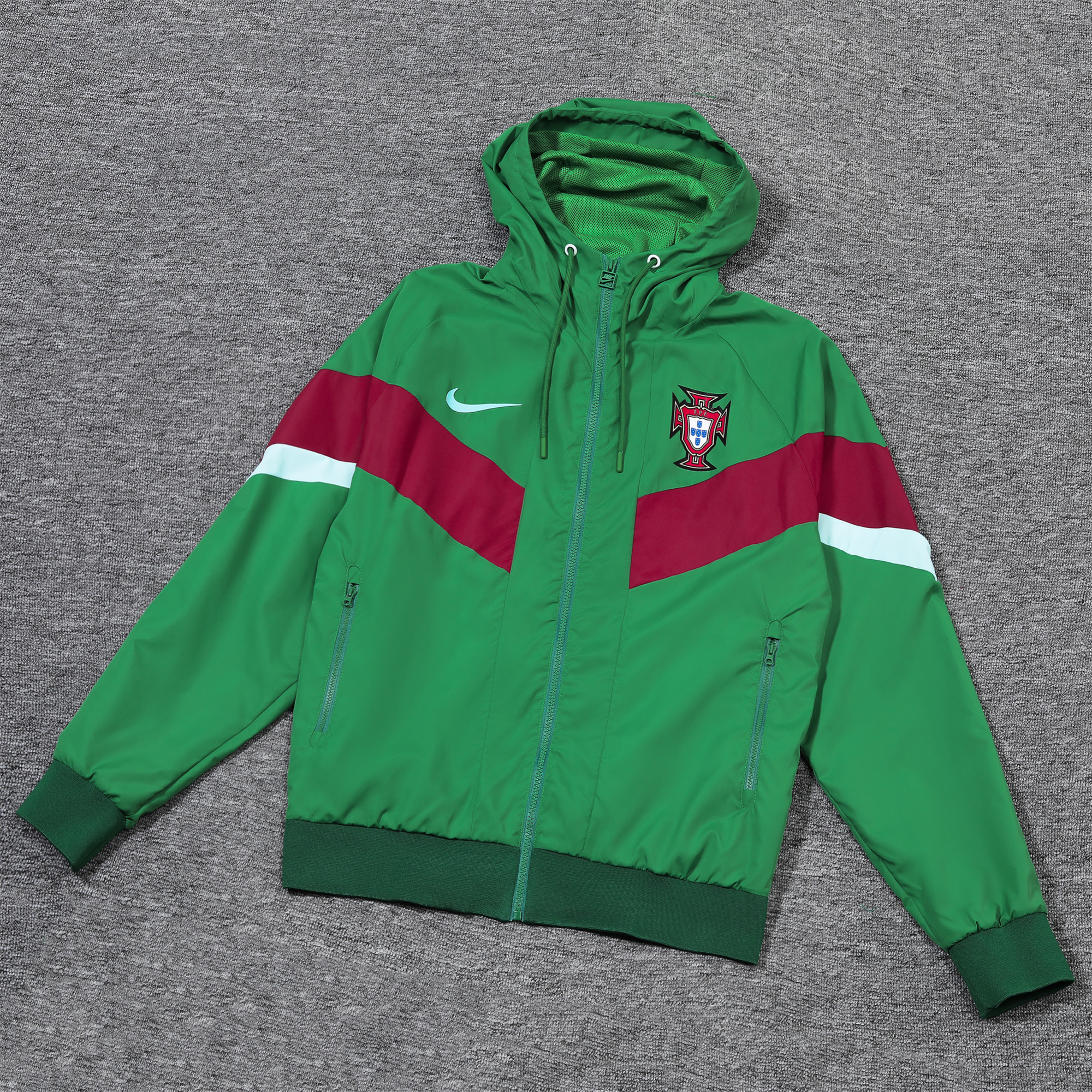 AlphaJersey-Portugal 2024 National Team Anthem Green Hooded Windbreaker - Player Version
