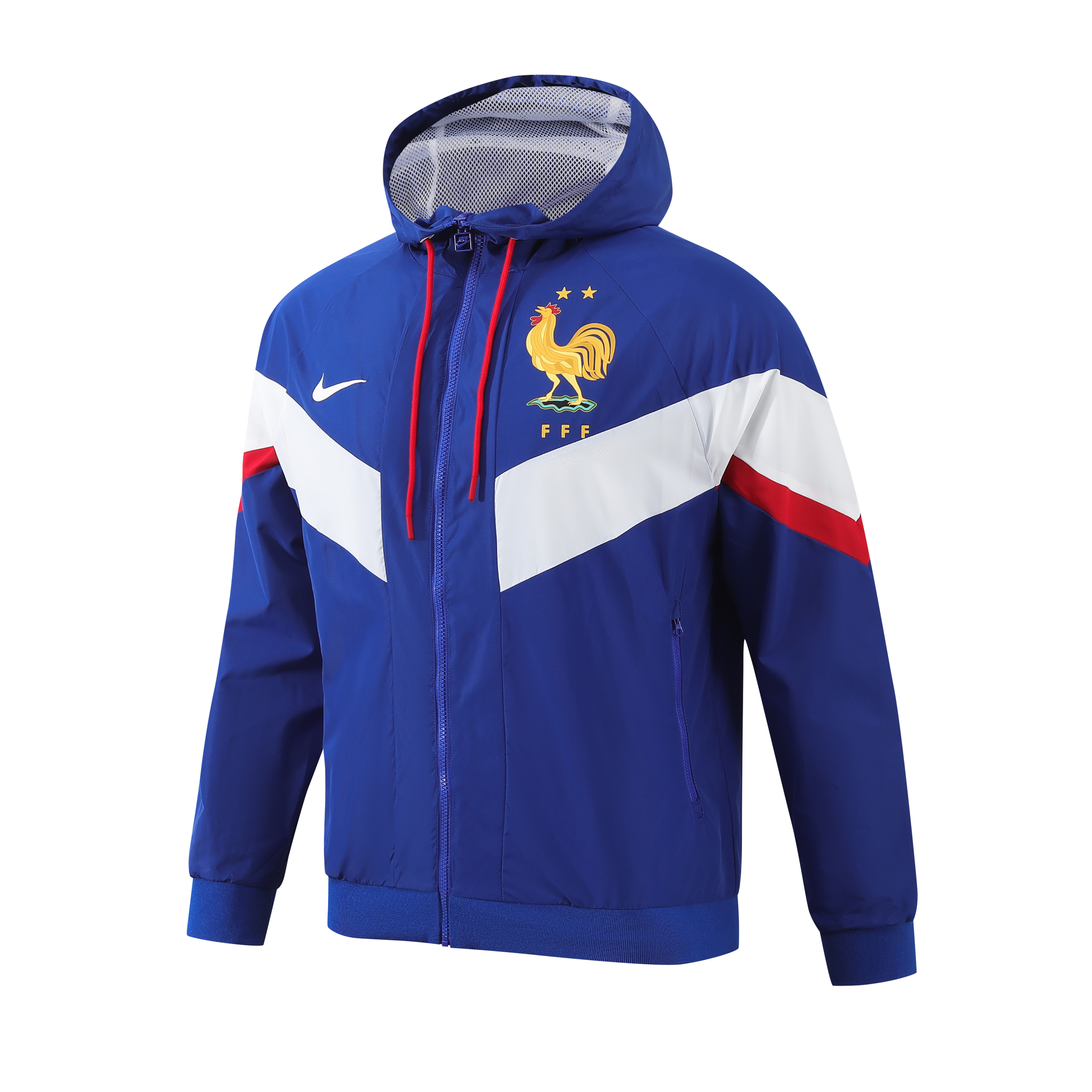 AlphaJersey-France 2024 National Team Anthem Blue Hooded Windbreaker - Player Version