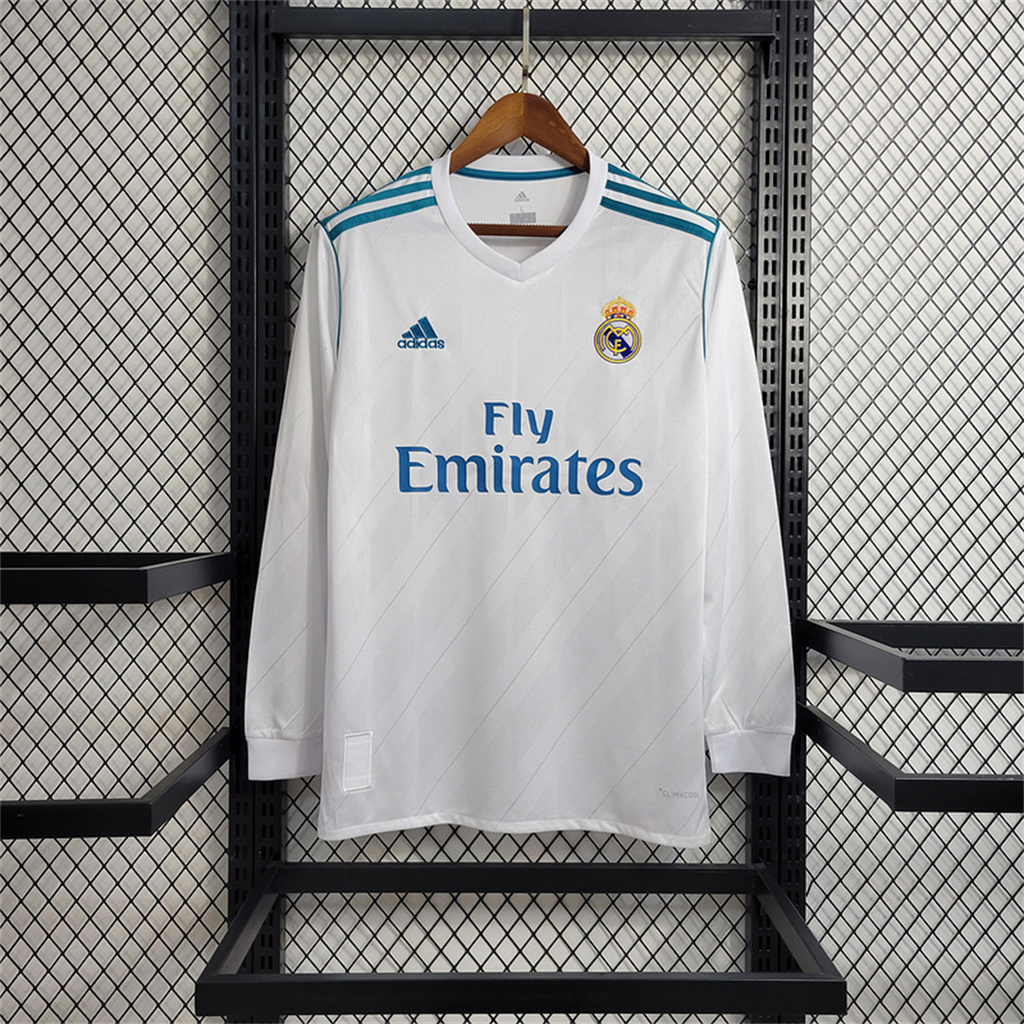 AlphaJersey-Retro Real Madrid 17-18 Home Long Sleeve Jersey - with Champions League Final Final