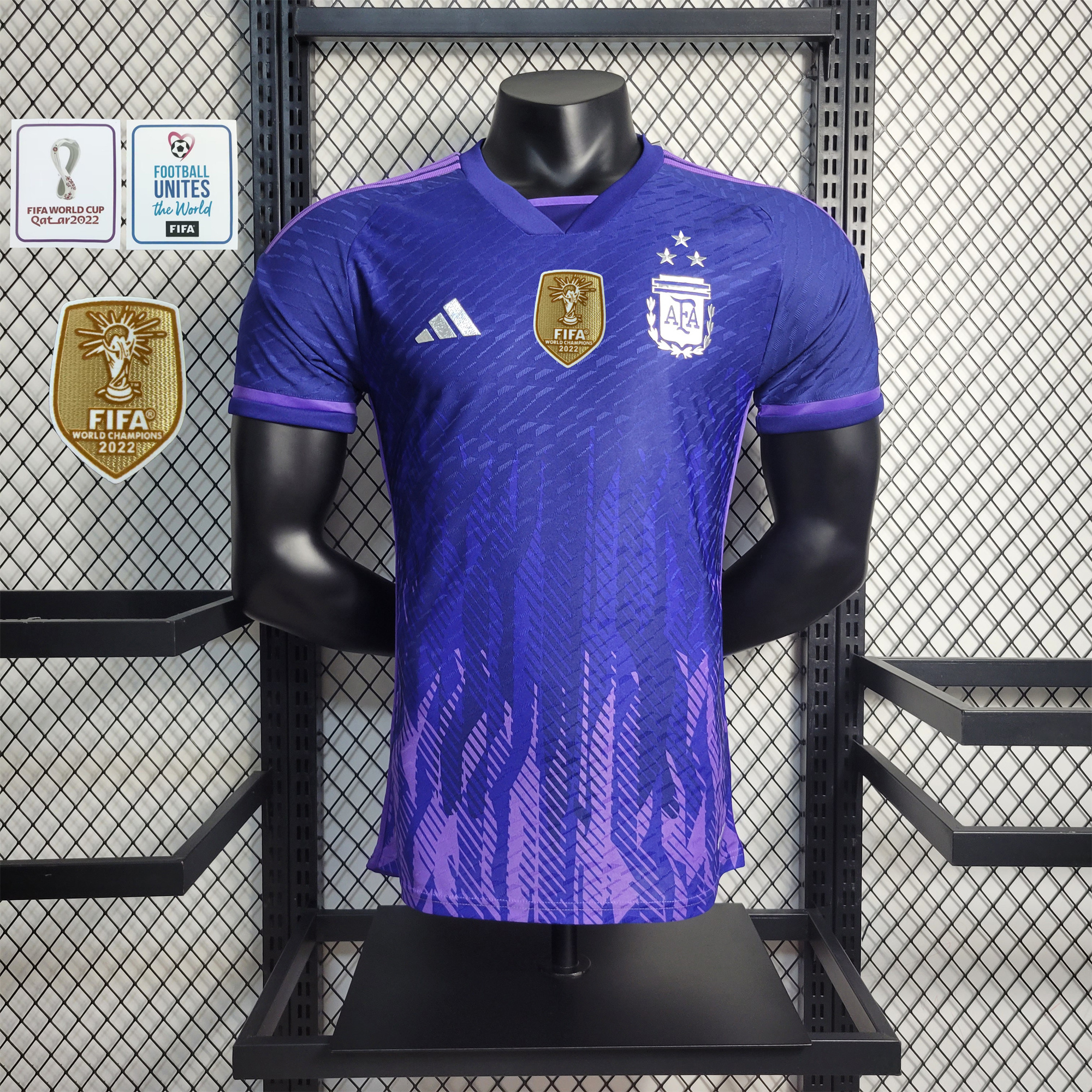 AlphaJersey-Argentina 3 Stars 22-23 Away Stadium Jersey - Player Version ( with 2022 World Champions Patch )