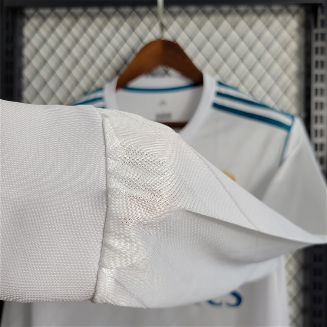 AlphaJersey-Retro Real Madrid 17-18 Home Long Sleeve Jersey - with Champions League Final Final