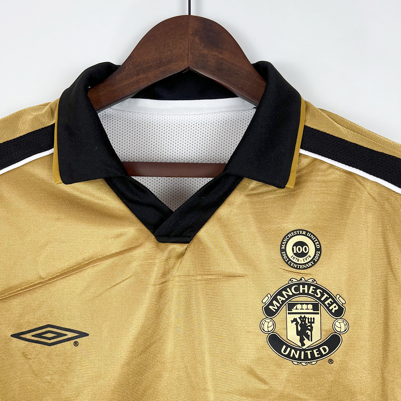 AlphaJersey-Retro Manchester United 01-02 100th Anniversary Special Edition Jersey - Gold