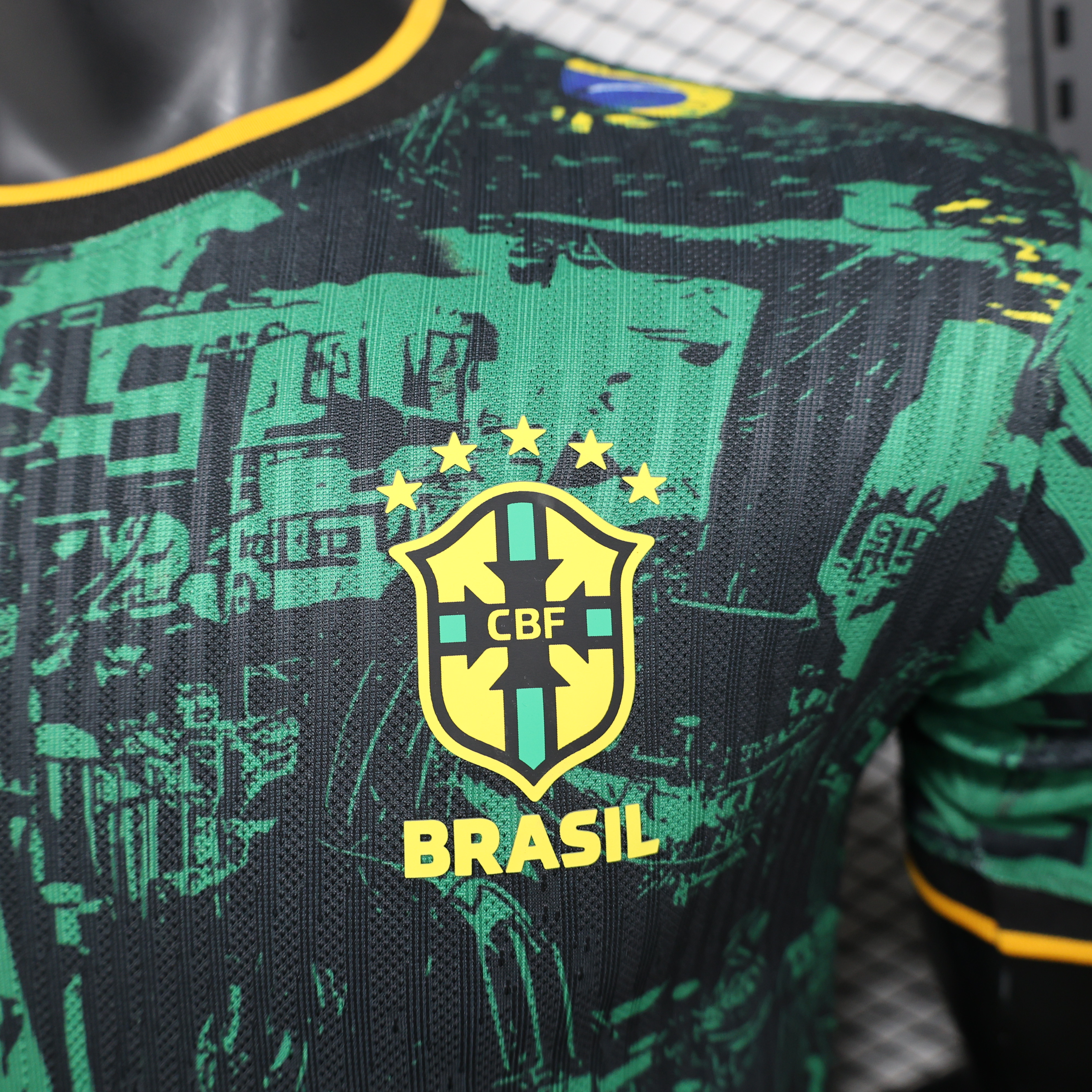 AlphaJersey-Brazil 2024 Black and Green Church Jersey - Player Version