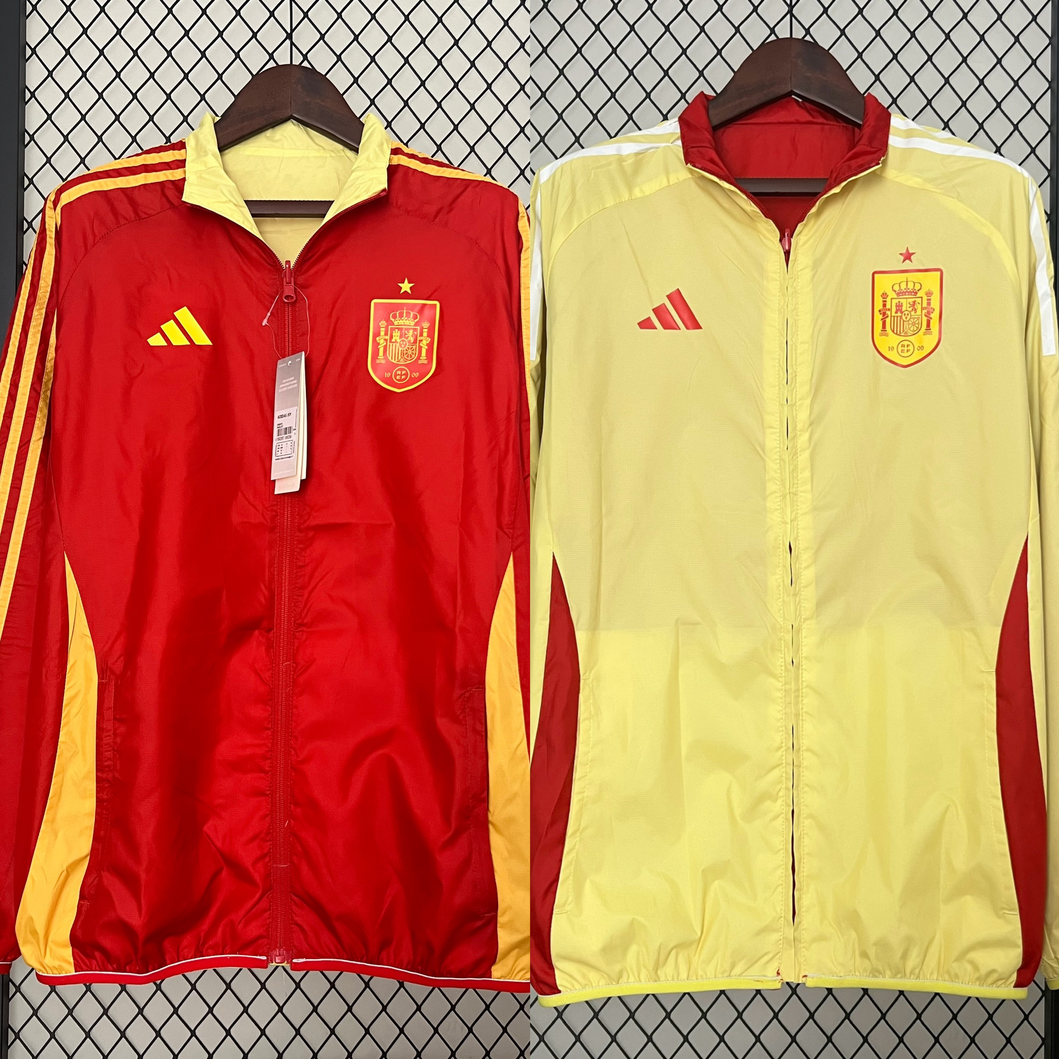 AlphaJersey-Spain 2024 Double Sided Reversible Windbreaker - Red & Yellow