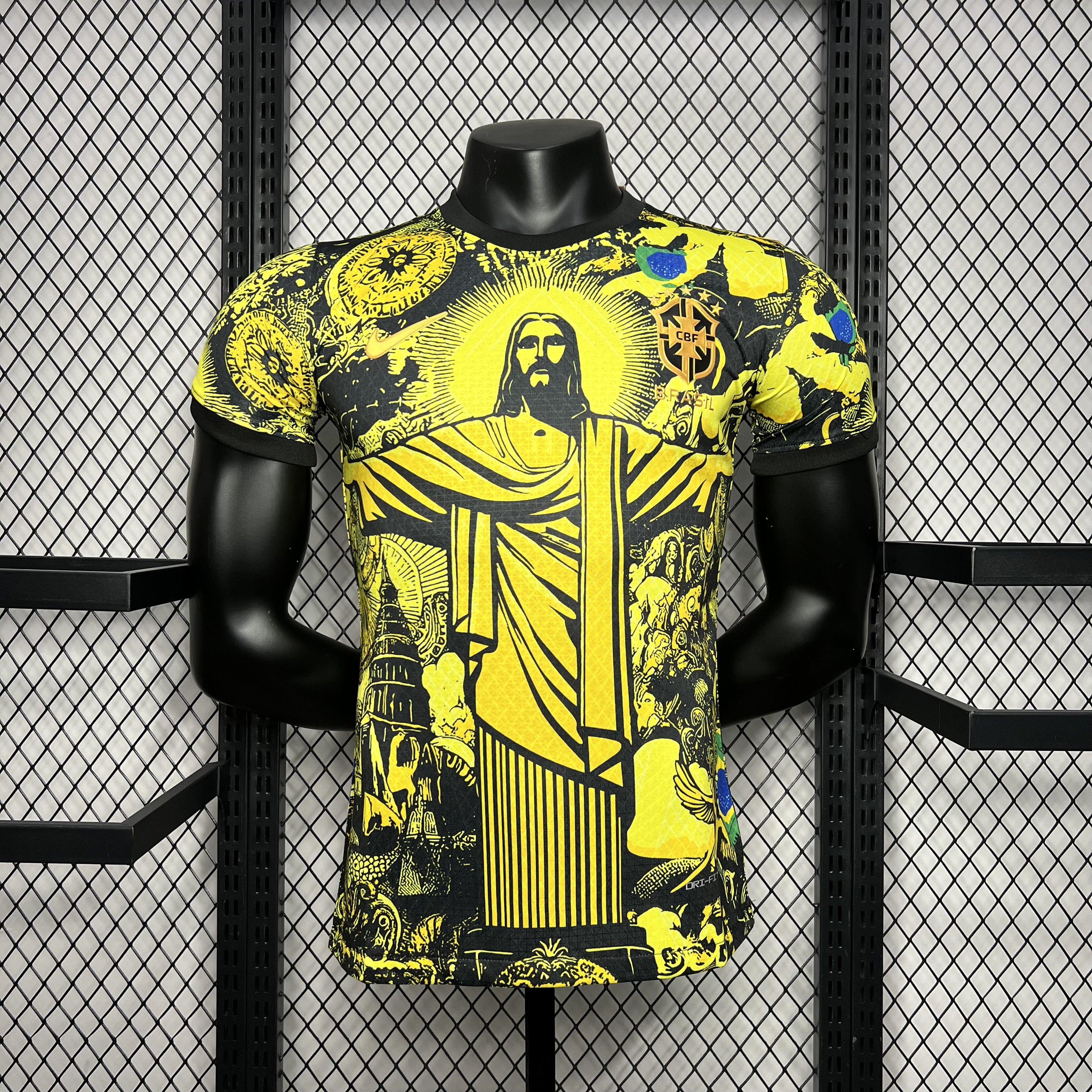 AlphaJersey-Brazil 2024 Yellow Christ the Redeemer Statue Jersey - Player Version
