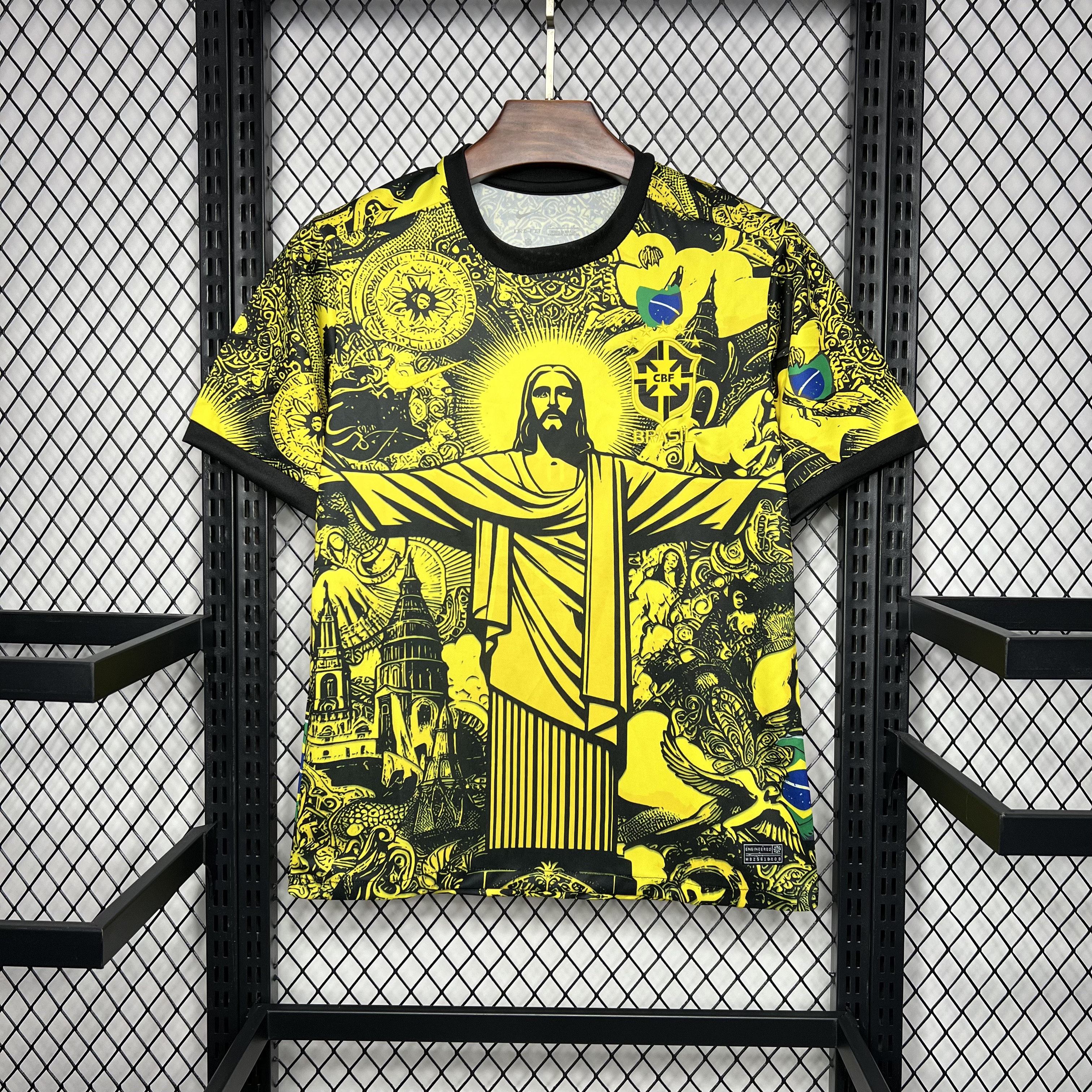 AlphaJersey-Brazil 2024 Yellow Christ the Redeemer Statue Jersey - Fans Version