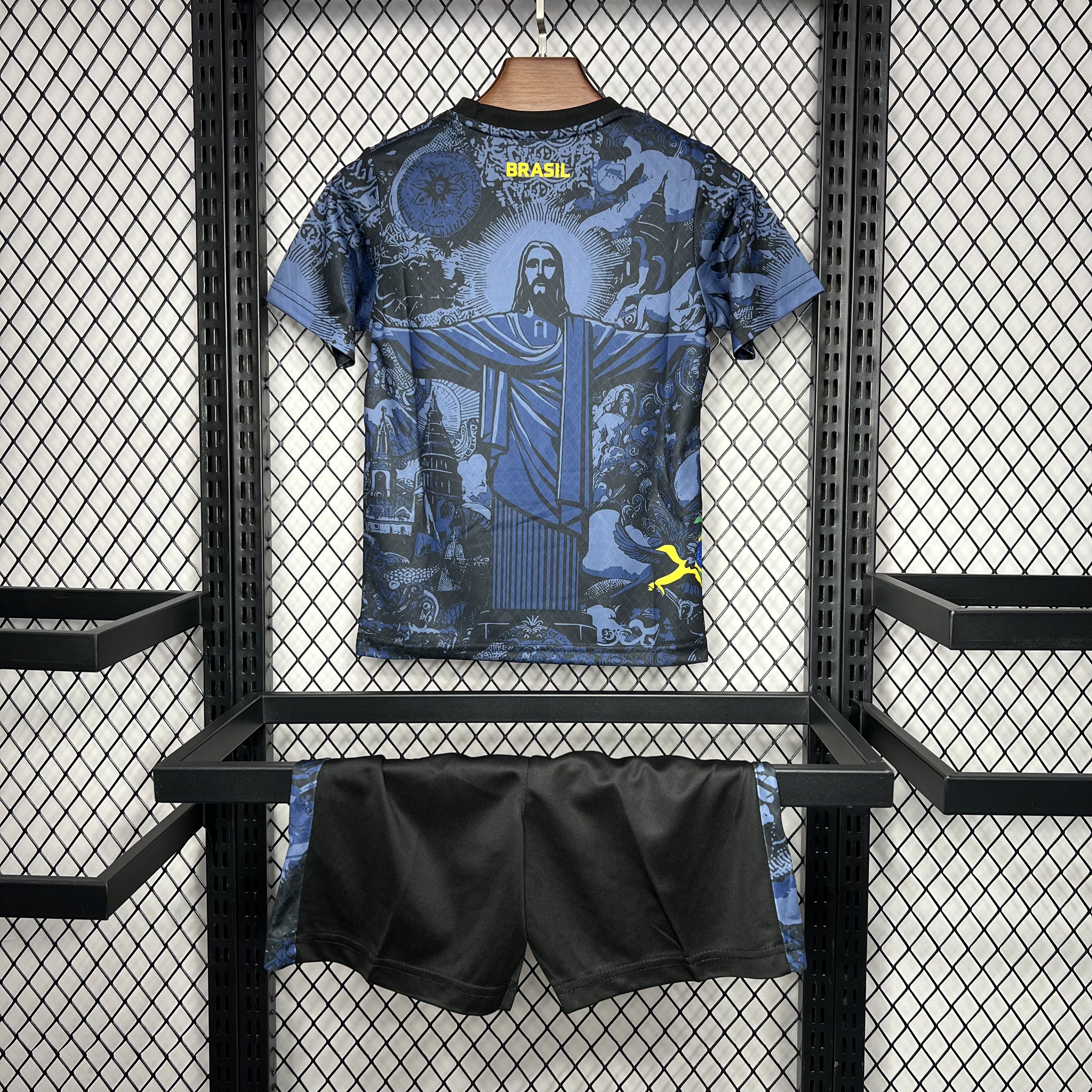AlphaJersey-Brazil 2024 Christ the Redeemer Statue Kids Kit - Dark Blue