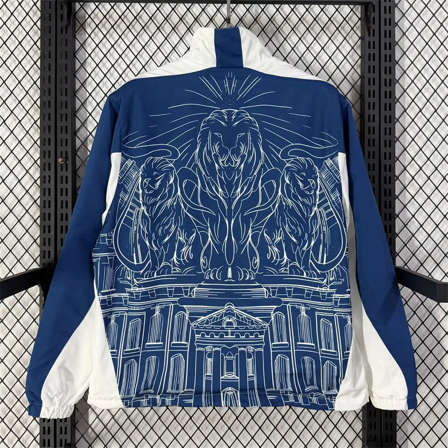 AlphaJersey-England 2026 Retro Style Windbreaker Jacket - Blue And White