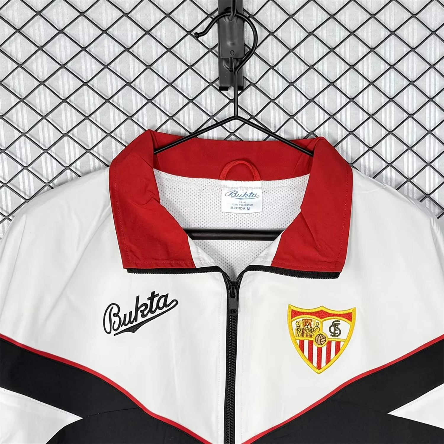 AlphaJersey-Retro Sevilla 1992-93 Home Windbreaker Jacket - Black And Red