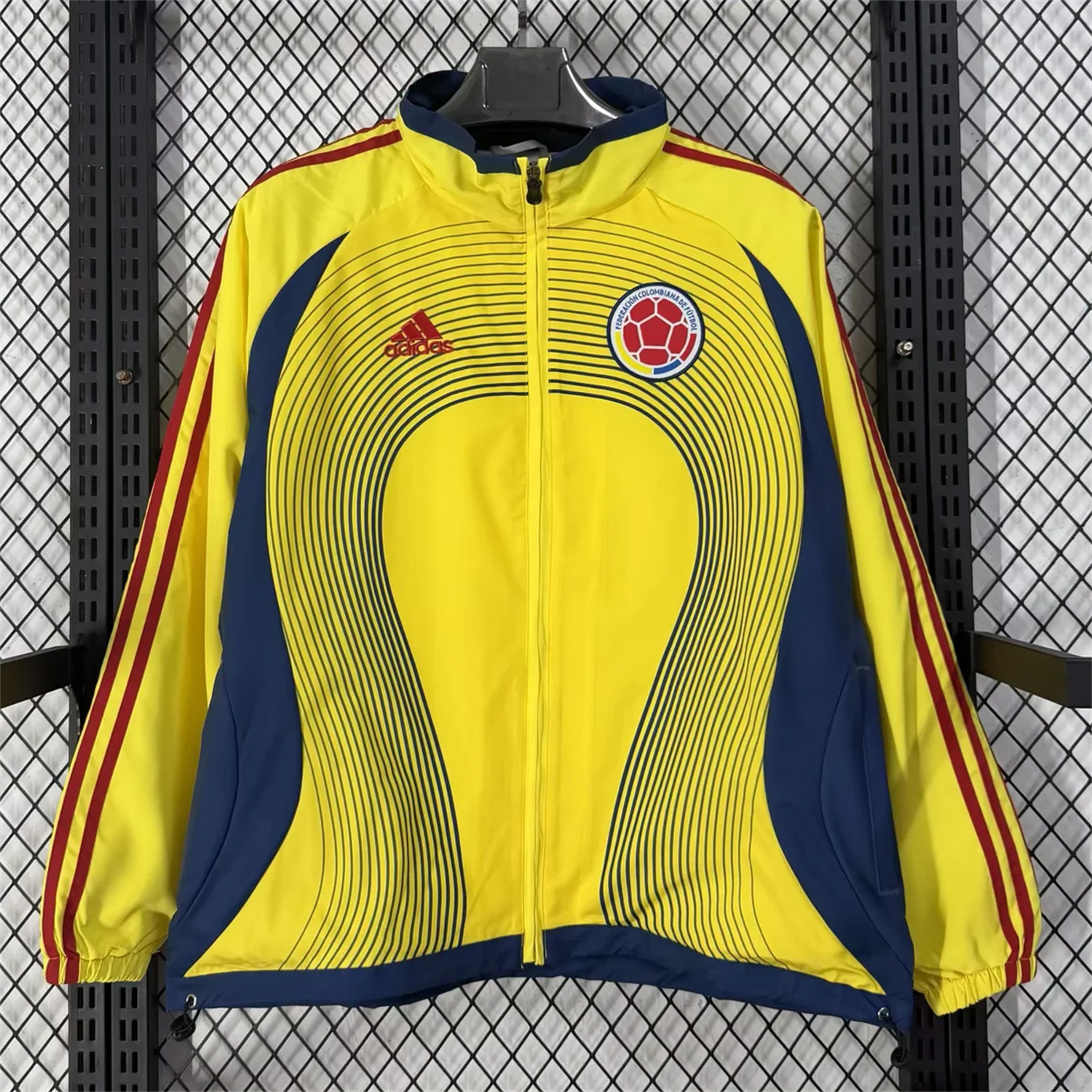 AlphaJersey-Colombia 2026 Retro Style Windbreaker Jacket - Yellow