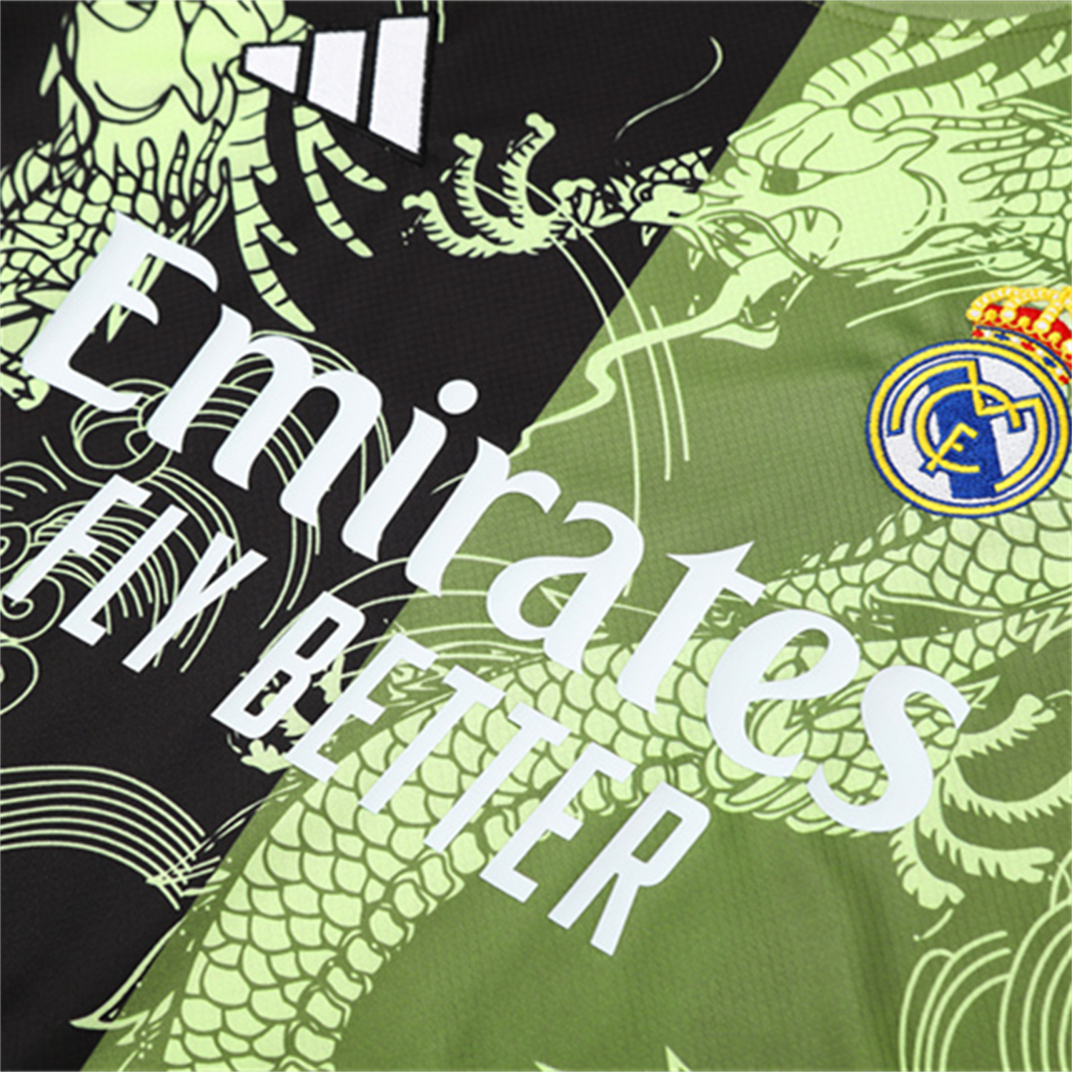 AlphaJersey-Real Madrid 25-26 Short-Sleeve Training Set - Green Black Top & Black Shorts
