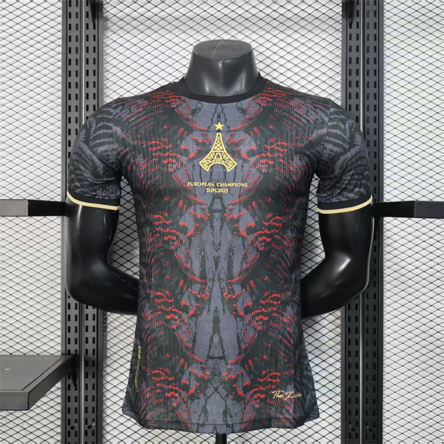 AlphaJersey-Paris Saint-Germain PSG 25-26 Champions League Commemorative Edition Black Red Eiffel Tower Jersey - Player Version