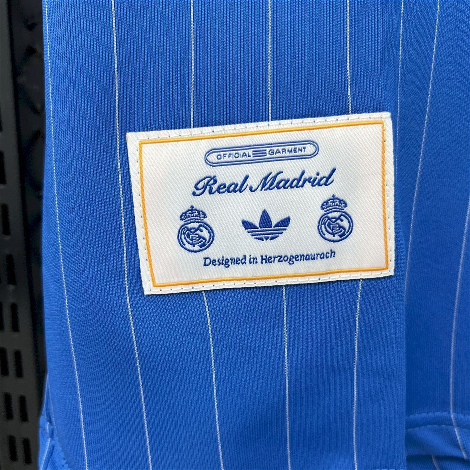 AlphaJersey-Real Madrid 25-26 Trefoil White Lines Blue Travel Jersey - Fans Version