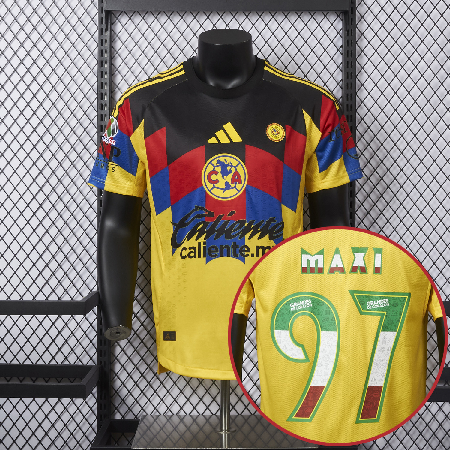 AlphaJersey-【Three-color Font】Club América 25-26 Home Yellow Jersey - Player Version