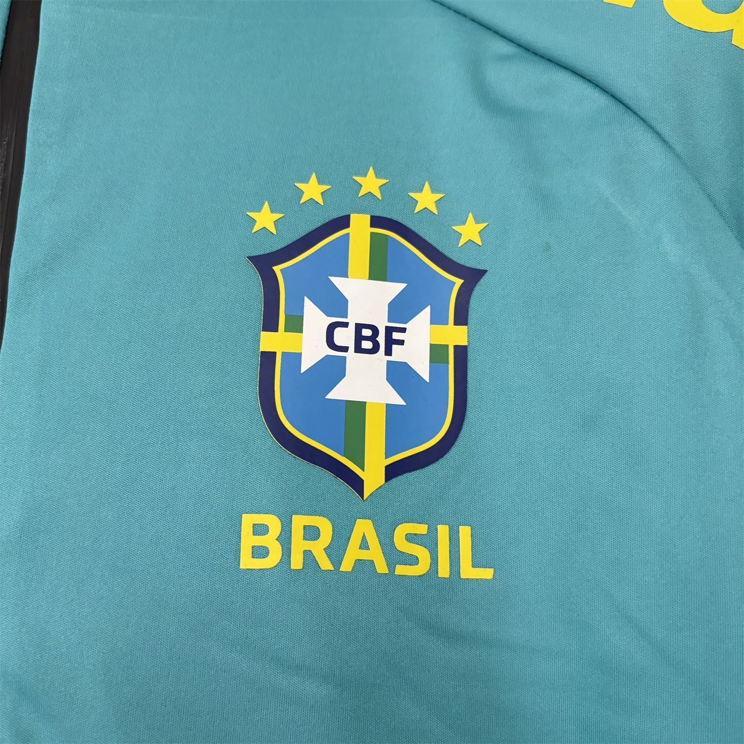 AlphaJersey-Retro Brazil 2022 Pre-Match Cyan Windbreaker