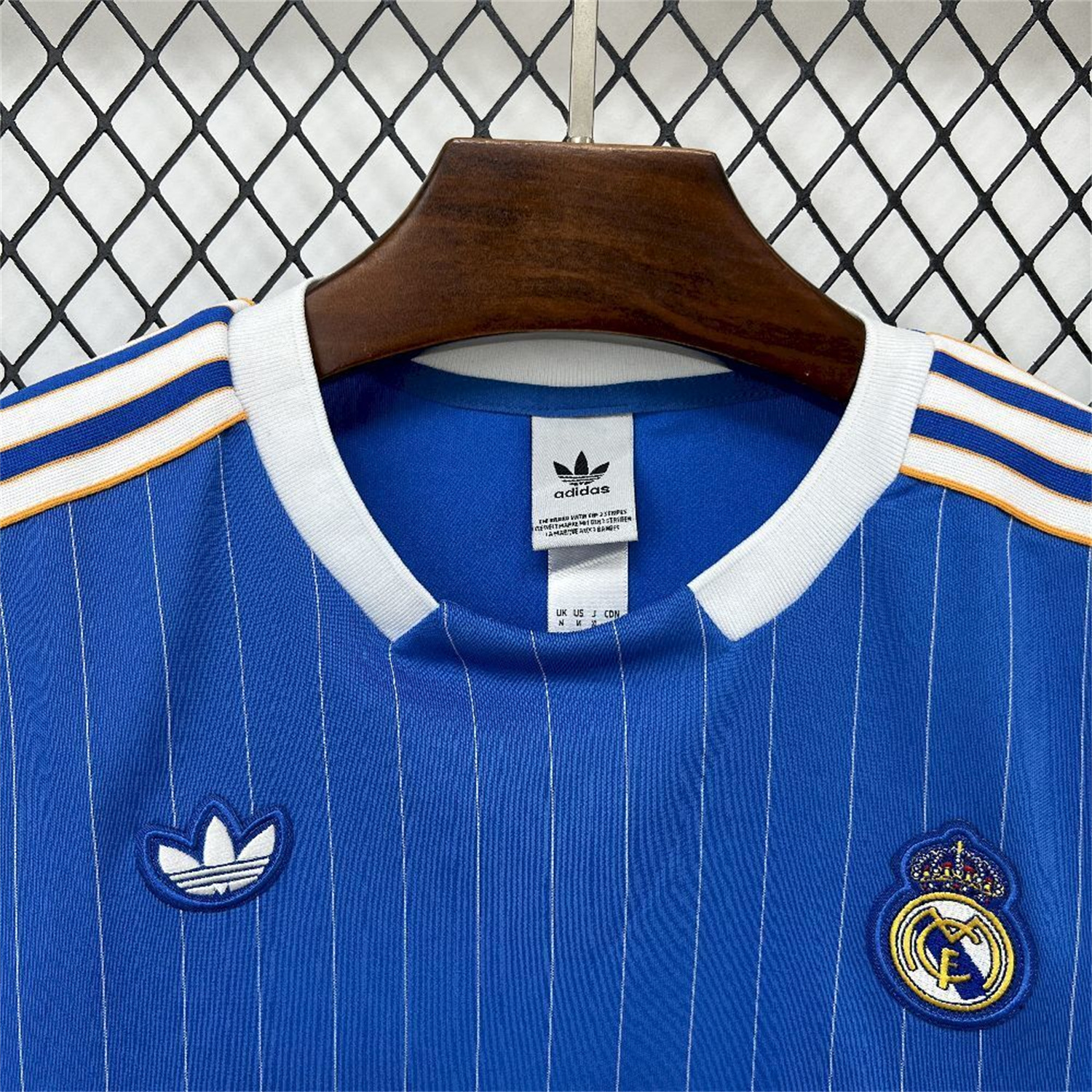 AlphaJersey-Real Madrid 25-26 Trefoil White Lines Blue Travel Jersey - Fans Version