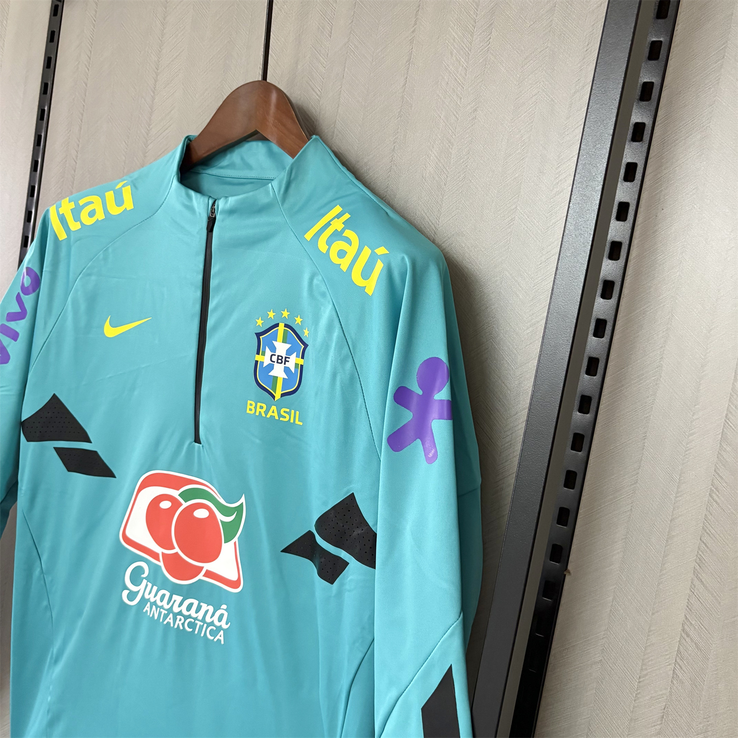 AlphaJersey-Retro Brazil 2022 Pre-Match Cyan Windbreaker