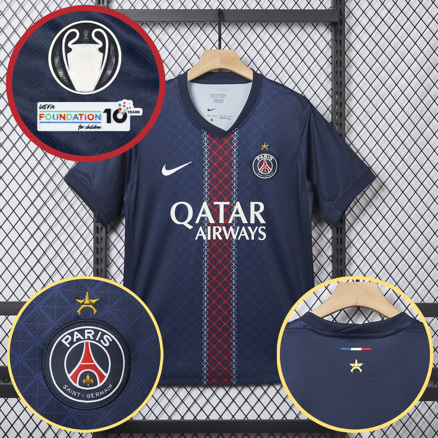 AlphaJersey-Paris Saint-Germain PSG 2025 Champions League Eiffel Tower Star Jersey - Fans Version