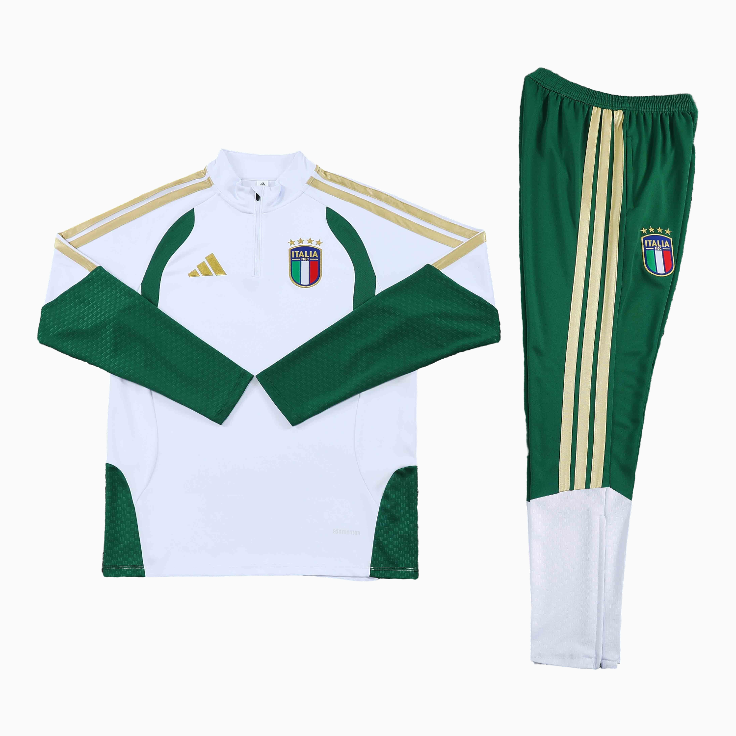 AlphaJersey-Italy 2026 Kids Long Sleeve Training Set - White Top & Pants