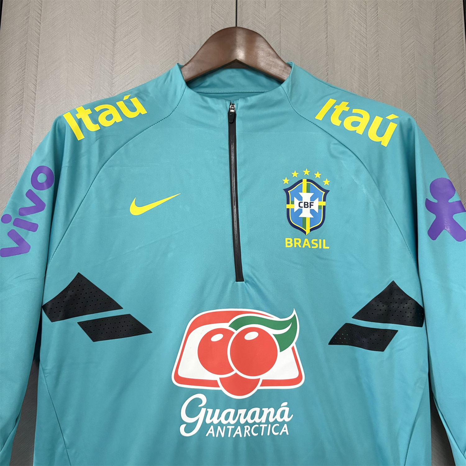 AlphaJersey-Retro Brazil 2022 Pre-Match Cyan Windbreaker