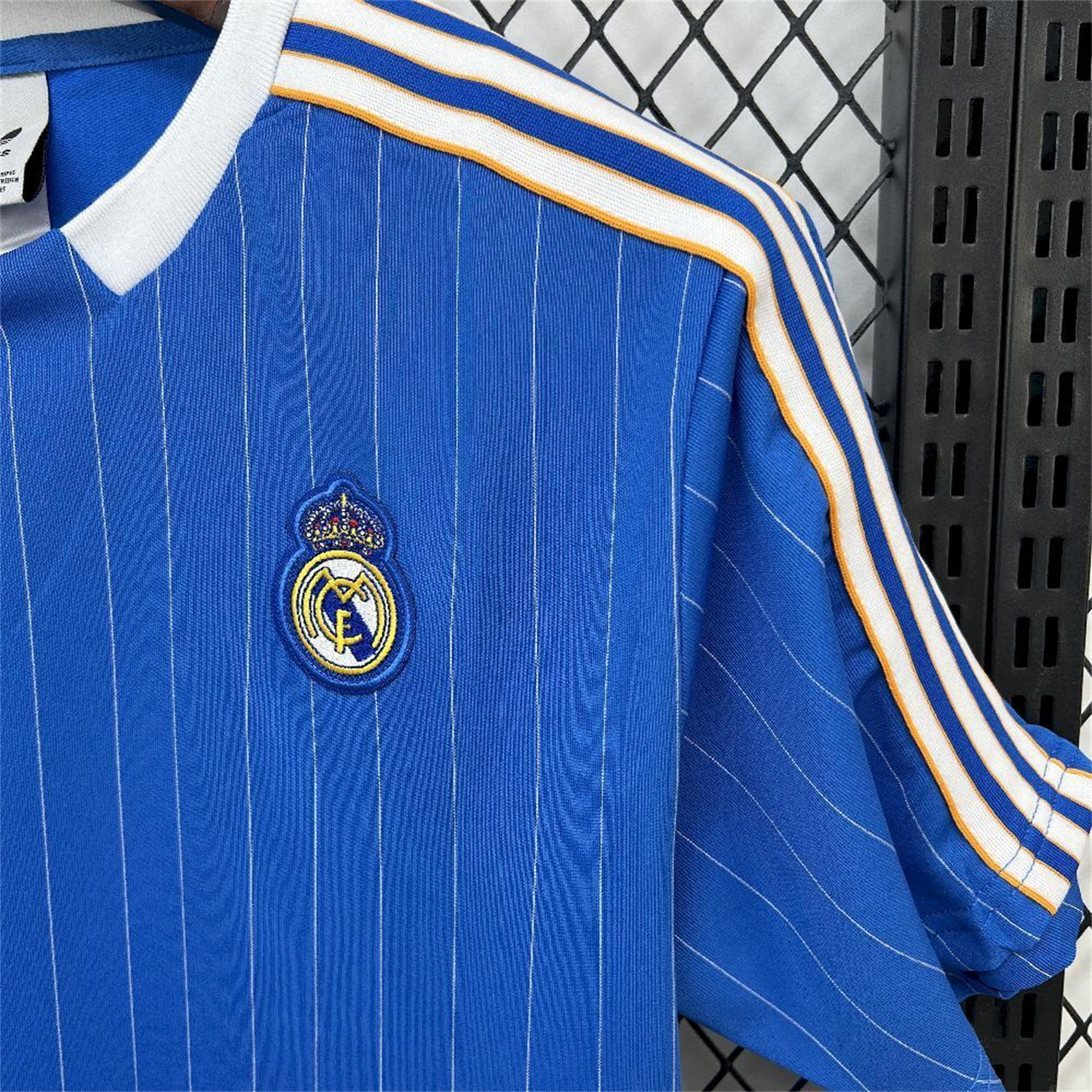 AlphaJersey-Real Madrid 25-26 Trefoil White Lines Blue Travel Jersey - Fans Version