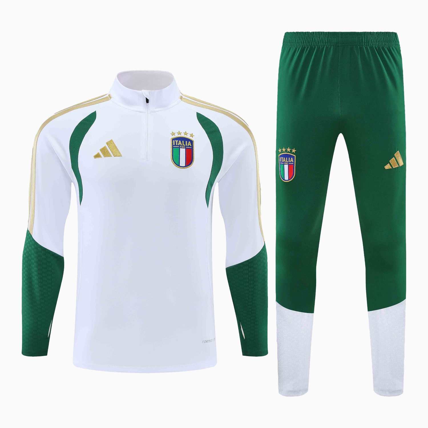 AlphaJersey-Italy 2026 Kids Long Sleeve Training Set - White Top & Pants