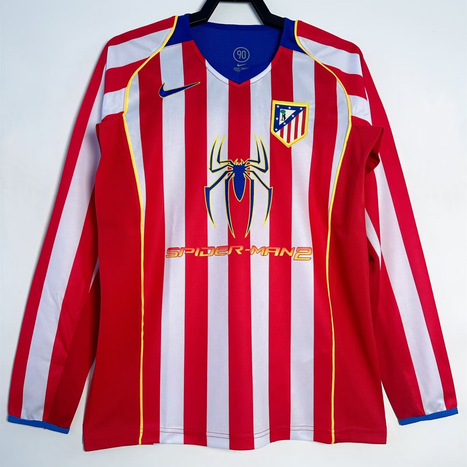 AlphaJersey-Retro Atletico Madrid 2004-05 Home Long Sleeves Jersey - S.p.i.d.e.r M.a.n