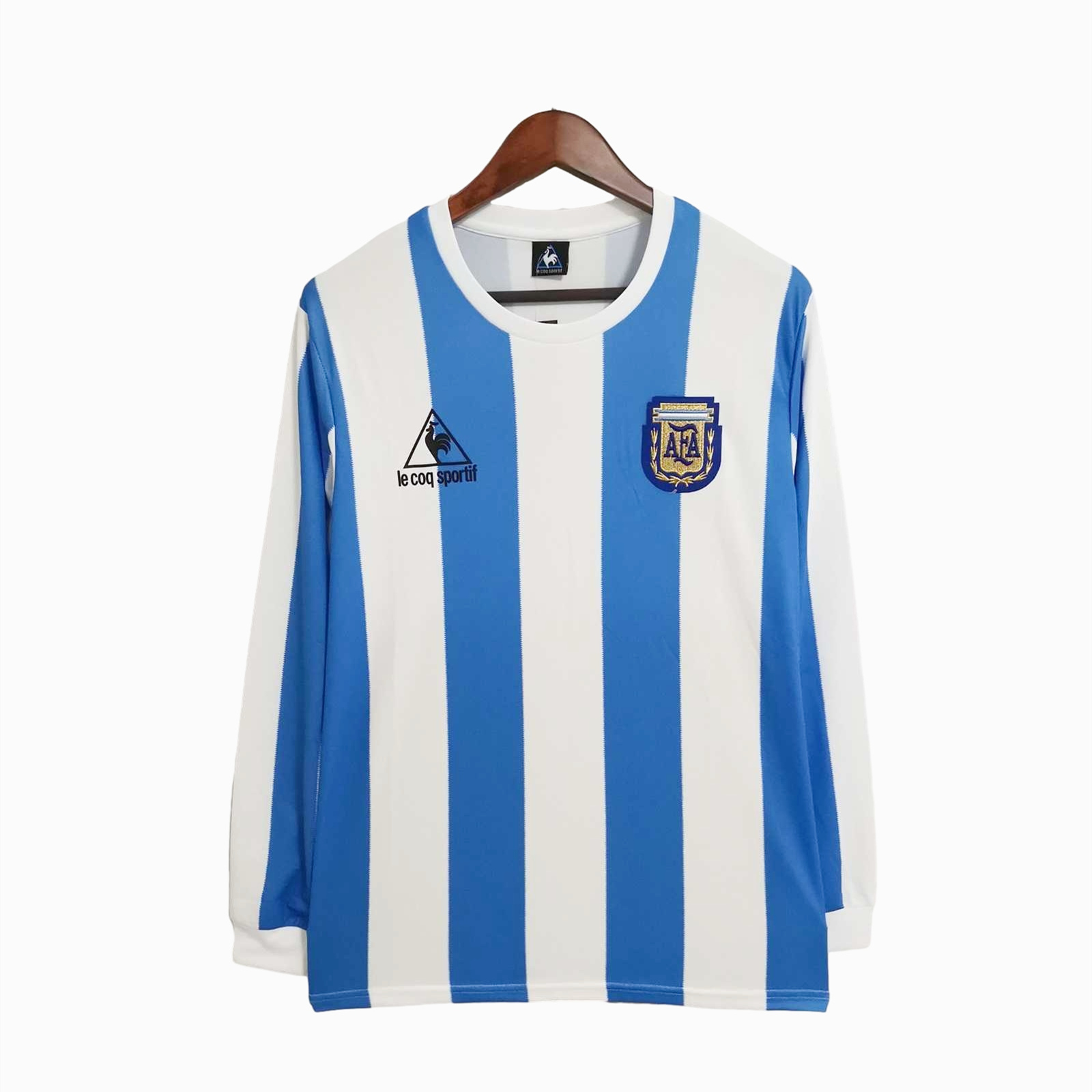 AlphaJersey-Retro Argentina 1986 Home Stadium Long Sleeve Jersey