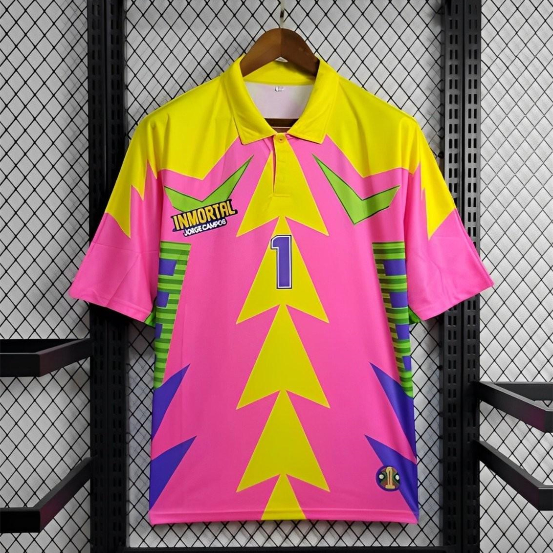 AlphaJersey-Retro Mexico 1998 World Cup Goalkeeper Pink Yellow Jersey