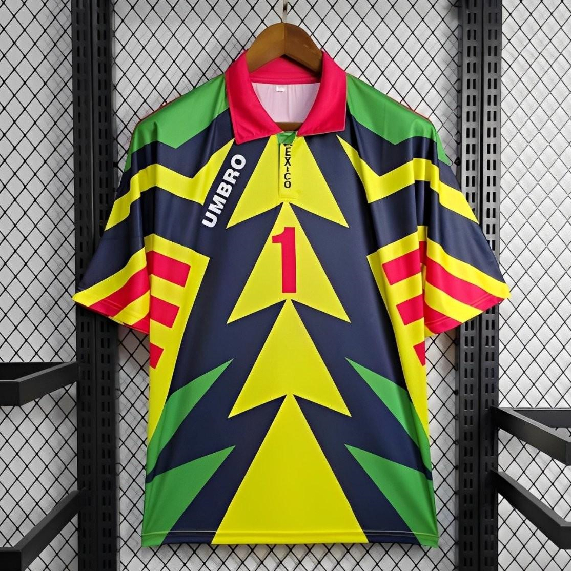 AlphaJersey-Retro Mexico 1994 Goalkeeper Red Yellow Jersey