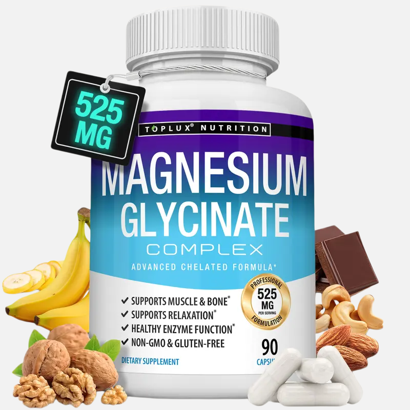 Toplux Magnesium Glycinate 525mg Elemental Magnesium Supplement