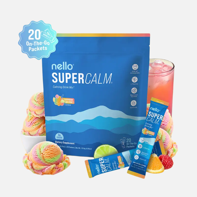 Nello Supercalm Calming Drink Mix with KSM-66 Ashwagandha Vitamin D3 Magnesium